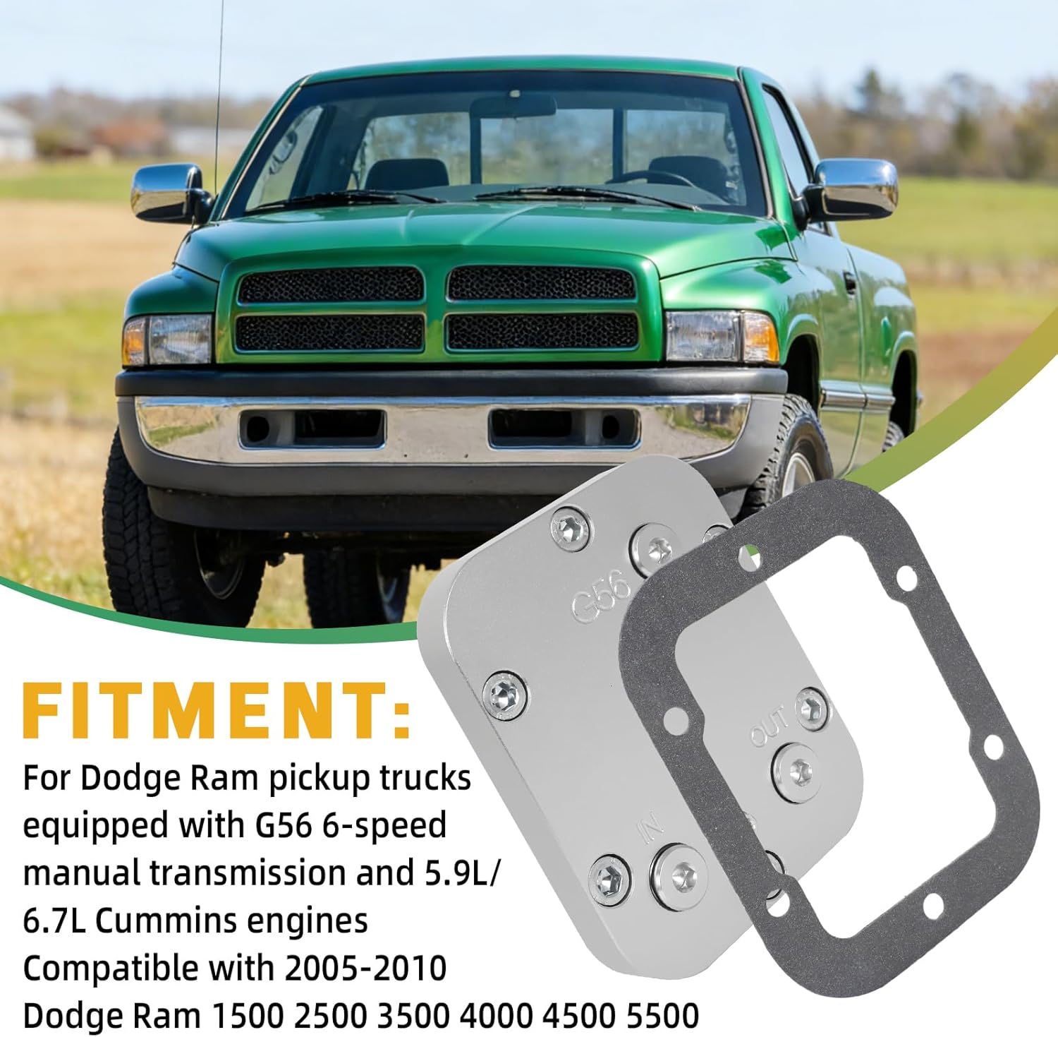 MOTOQUEEN 3 ports for Dodge Ram 1/8 NPT 1500 2500 3500 4000 4500 PTO Oil Cooler Cover G56 Transmission Corrects Fluid Level 55379 P.T.O. Gasket Set