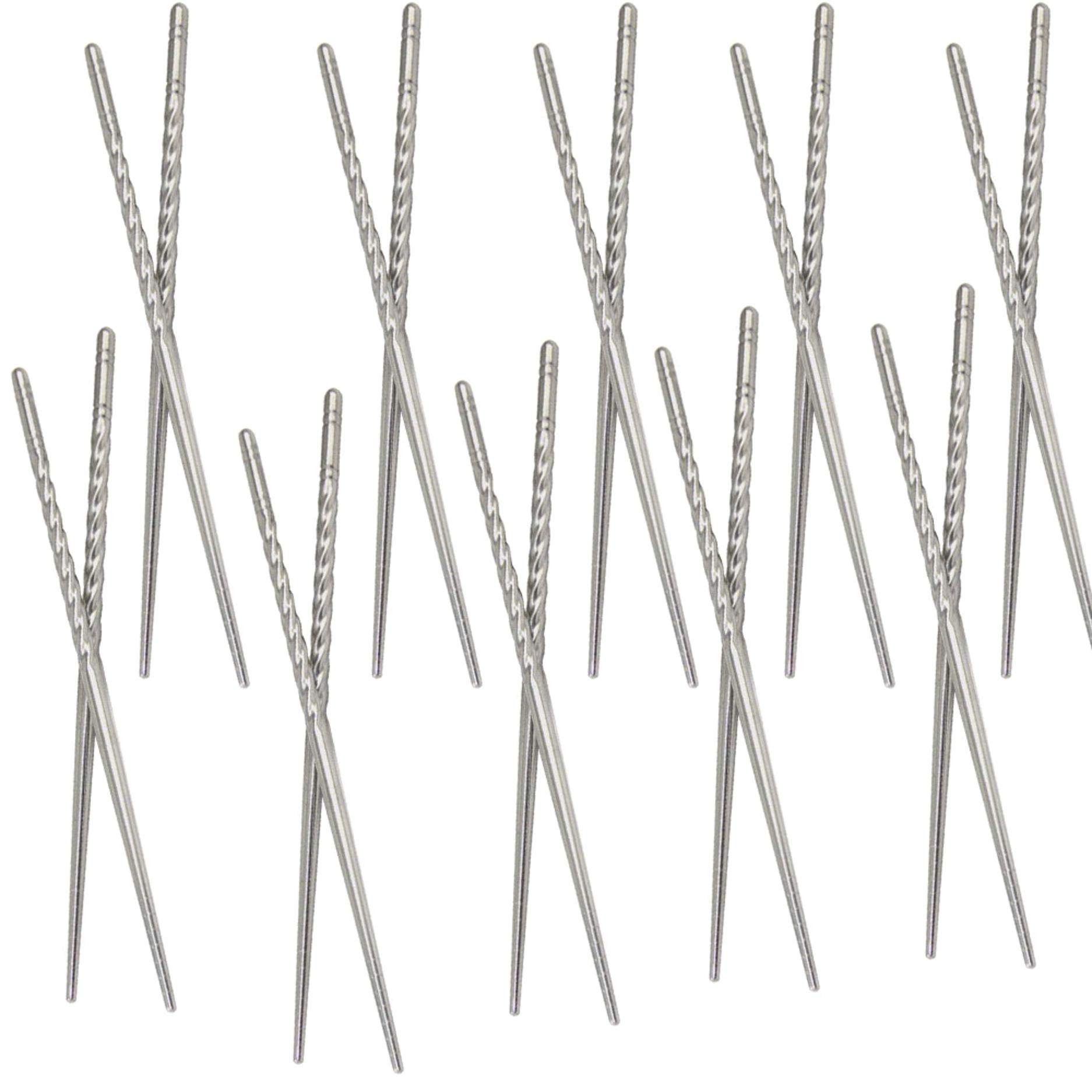 iMiMi Chopsticks Set 10 Pairs Chinese Chopsticks 23cm Premium Quality Reusable Spiral Stainless Steel Metal for Kitchen Dinner