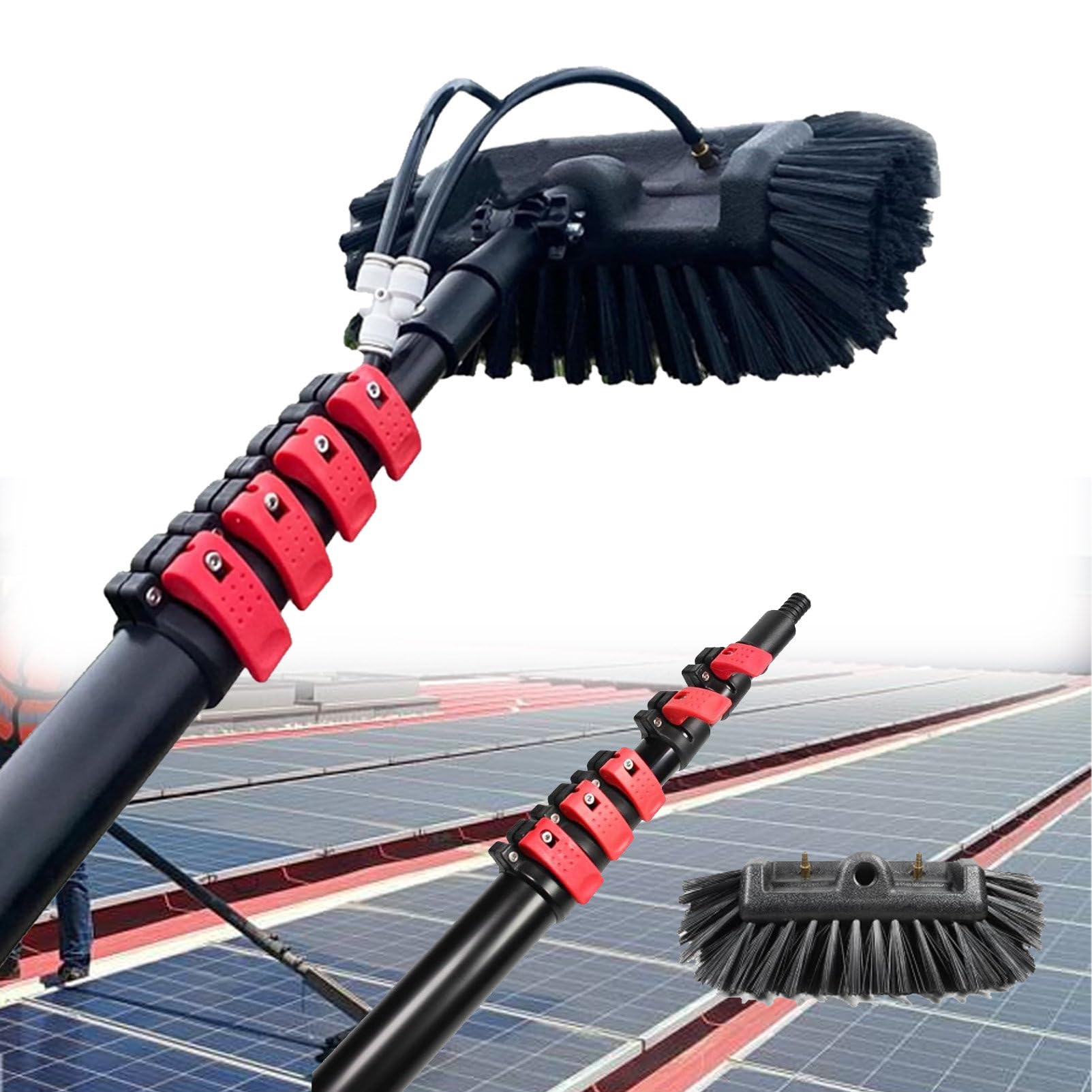 Sistemas di Pulizia del Pannello Solare, Kit di Aste Regolabili per L'Acqua, Strumento di Lavaggio con Impugnatura Estensibile, per Il Pannello Solare 10.8M/36FT