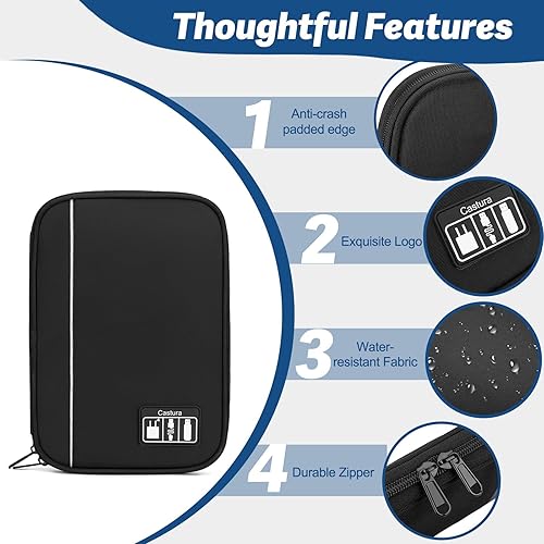 Miniatura 5 de Estuche organizador electrónico de viaje, bolsa organizadora de cables portátil todo en uno para almacenamiento, organizador de cables, accesorios