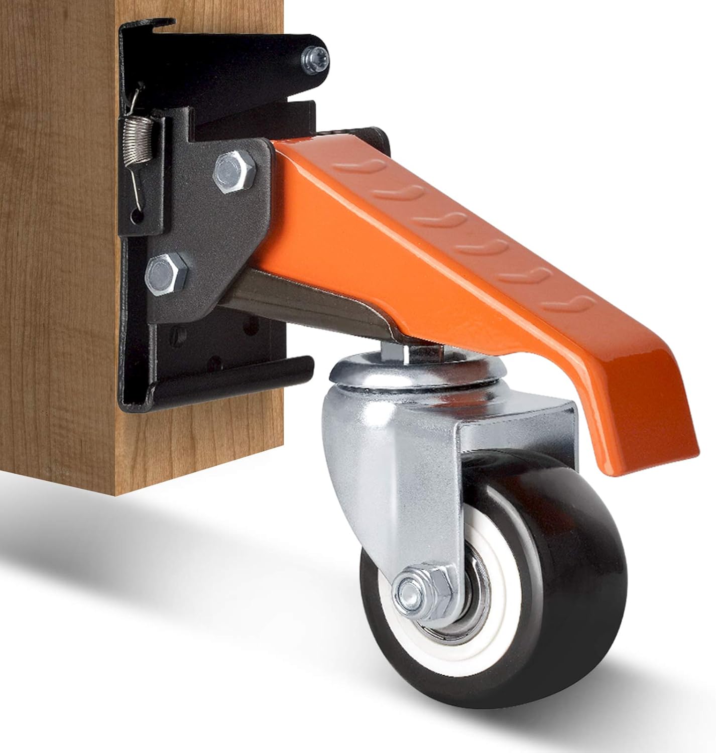 Ronlap Workbench Casters with Quick-Release Plates, 2.5" Heavy Duty Retractable Casters Kit 660 Lbs Capacity, Side Mounted Adjustable Table Stepdown Caster 4 Pack - - 
