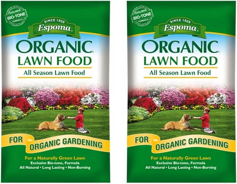 Espoma Organic All Season Lawn Food - Organic Lawn Fertilizer with the Exclusive Bio-tone Formula. Slow Release Long Lasting Feeding for all Lawns - Pack of 2