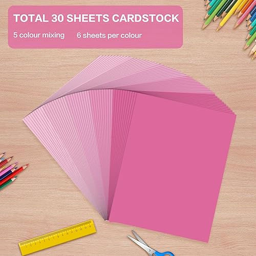 Miniatura 4 de Pikalon 50 hojas de cartulina rosa de 8.5 x 11 pulgadas, 5 colores surtidos, papel de 67 libras6.35 ozm, perfecto para manualidades, manualidades,