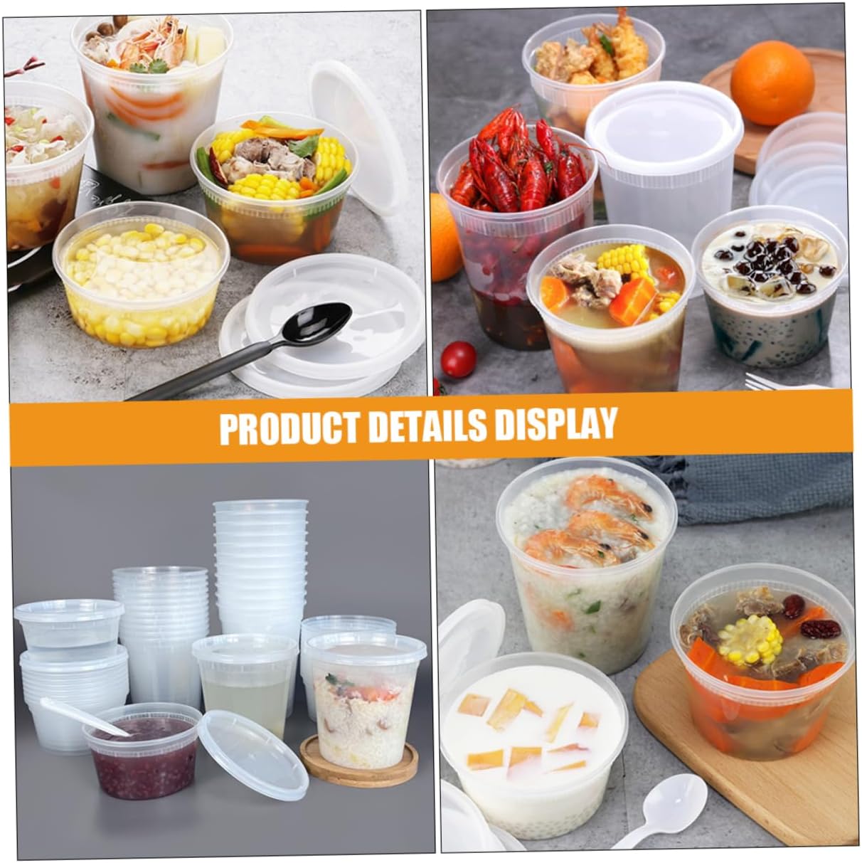 50pcs Temperature-resistant Porridge Cups Large Bowl Lid Hot Soup Containers Lids