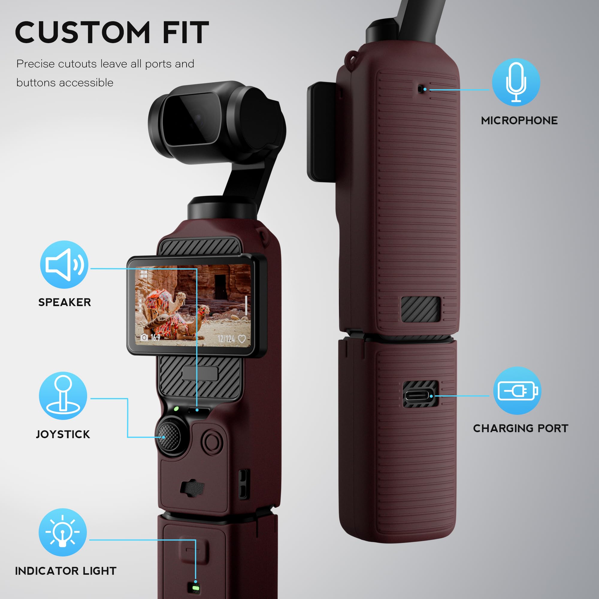 Funda protectora para cámara DJI Osmo Pocket 3 / Xtra Muse, funda de silicona suave con protección de pantalla y micrófono, antiarañazos, accesorios de piel ajustados para Pocket 3/Xtra