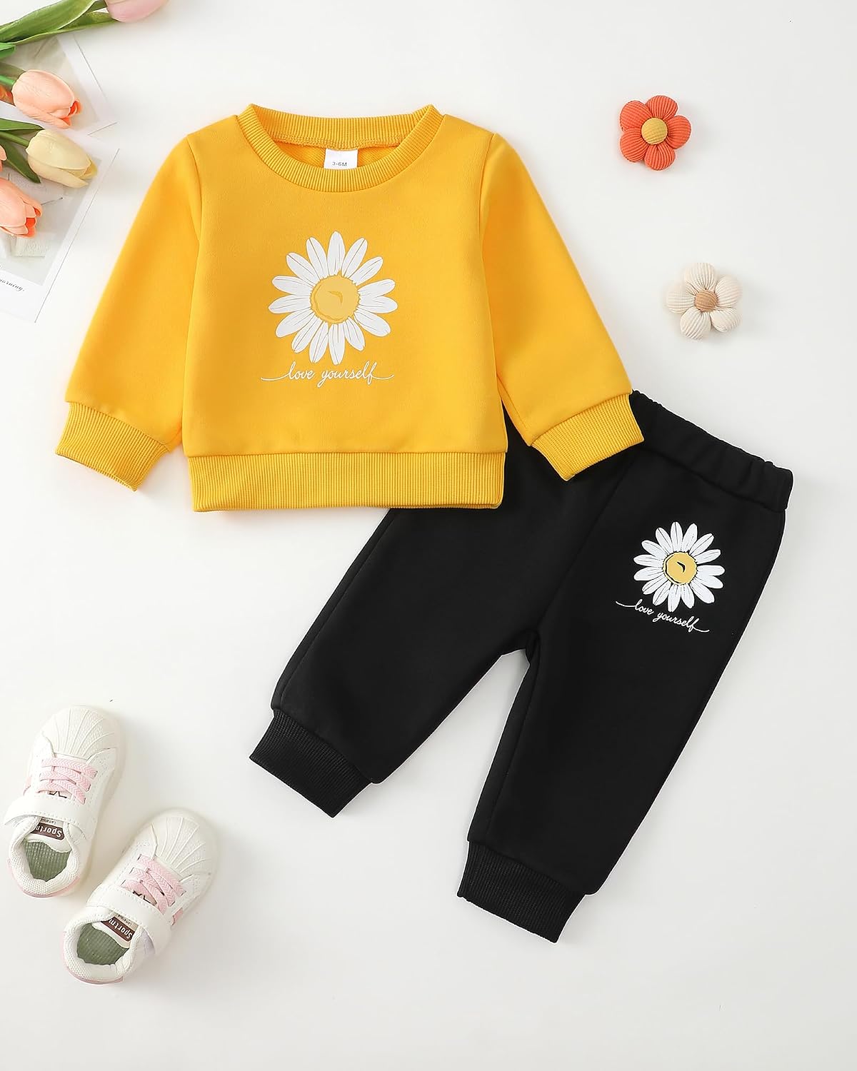 Saeaby Toddler Baby Girl Clothes Infant Girls Outfits Fall/Winter Sweatsuit Cute Sweatshirts Jogger Pants Girl Clothing Sets