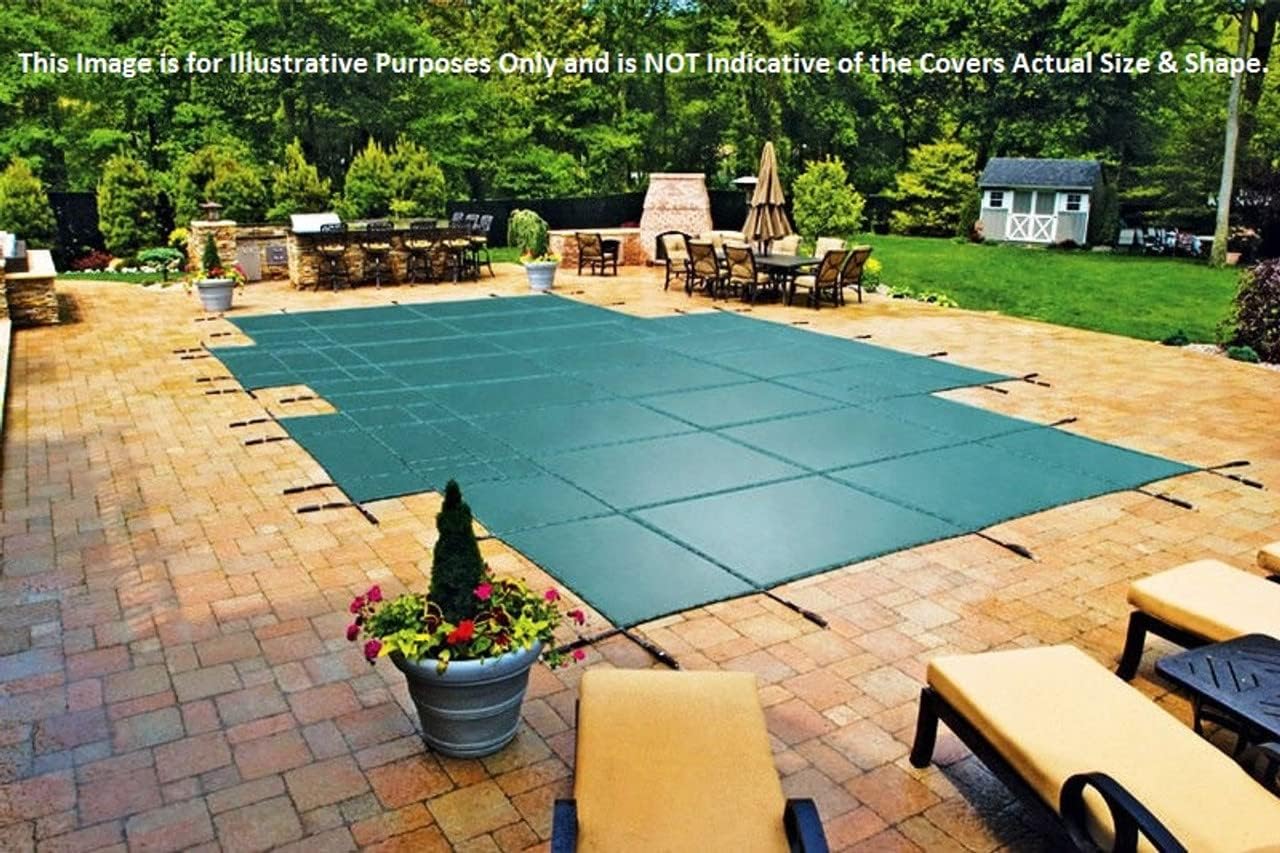 16' 6" x 35' 6" Grecian with 3' 6" x 7' Center End Step Loop-Loc II Super Dense Mesh In-Ground Pool Safety Cover