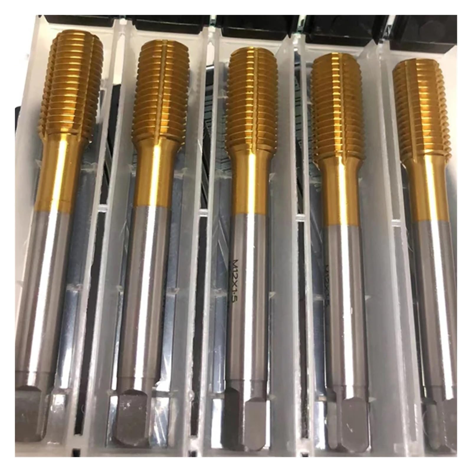 Macho de taladrar, machos de roscar métricos, YZH HSS 6542, macho de formar/HSS-CO M35 cobalto con rosca de tornillo de máquina de titanio M2-M16(6542 Hss With Tin,5 PCS-M8X1.25)