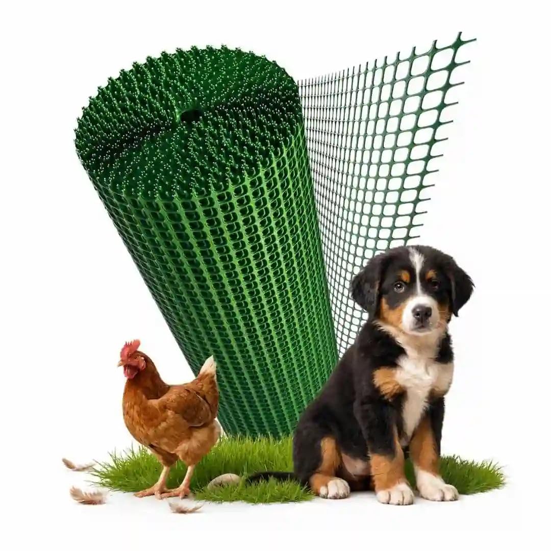 Florade® Kunststoffzaun | Gartenzaun | Geflügelzaun | Gartenzaun Kunststoff | Hundezaun | Robust & witterungsbeständig | Vielseitig einsetzbar | Grüne Farbe | Quadratförmige Maschen | 330g/m²