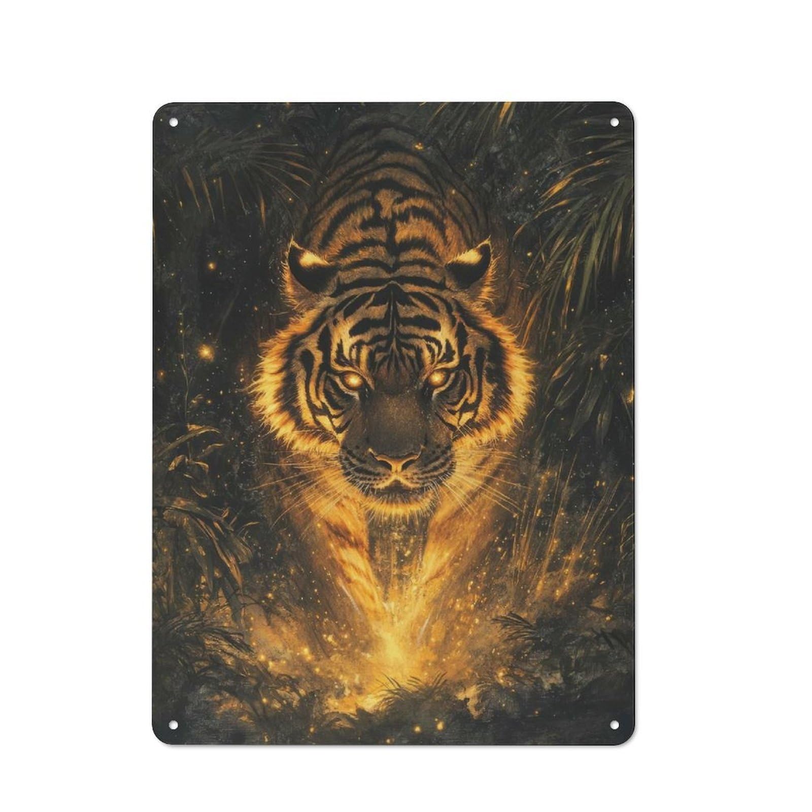 Junmoney Fiery Tiger Retro Tin Sign 40X30cm For Bar Or Restaurant, For Collectors Of Retro Metal Wall Decor