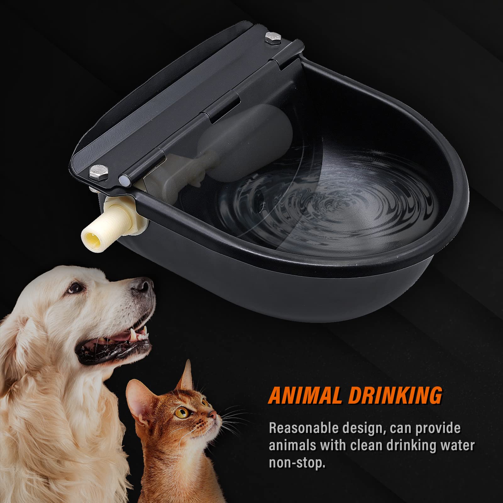Abreuvoir Automatique pour BéTail avec Flotteur, Abreuvoir en Acier Inoxydable avec Trou de Drainage pour Chevaux, Bovins, Moutons, Porcs, Alpagas et Abreuvoirs pour Chiens