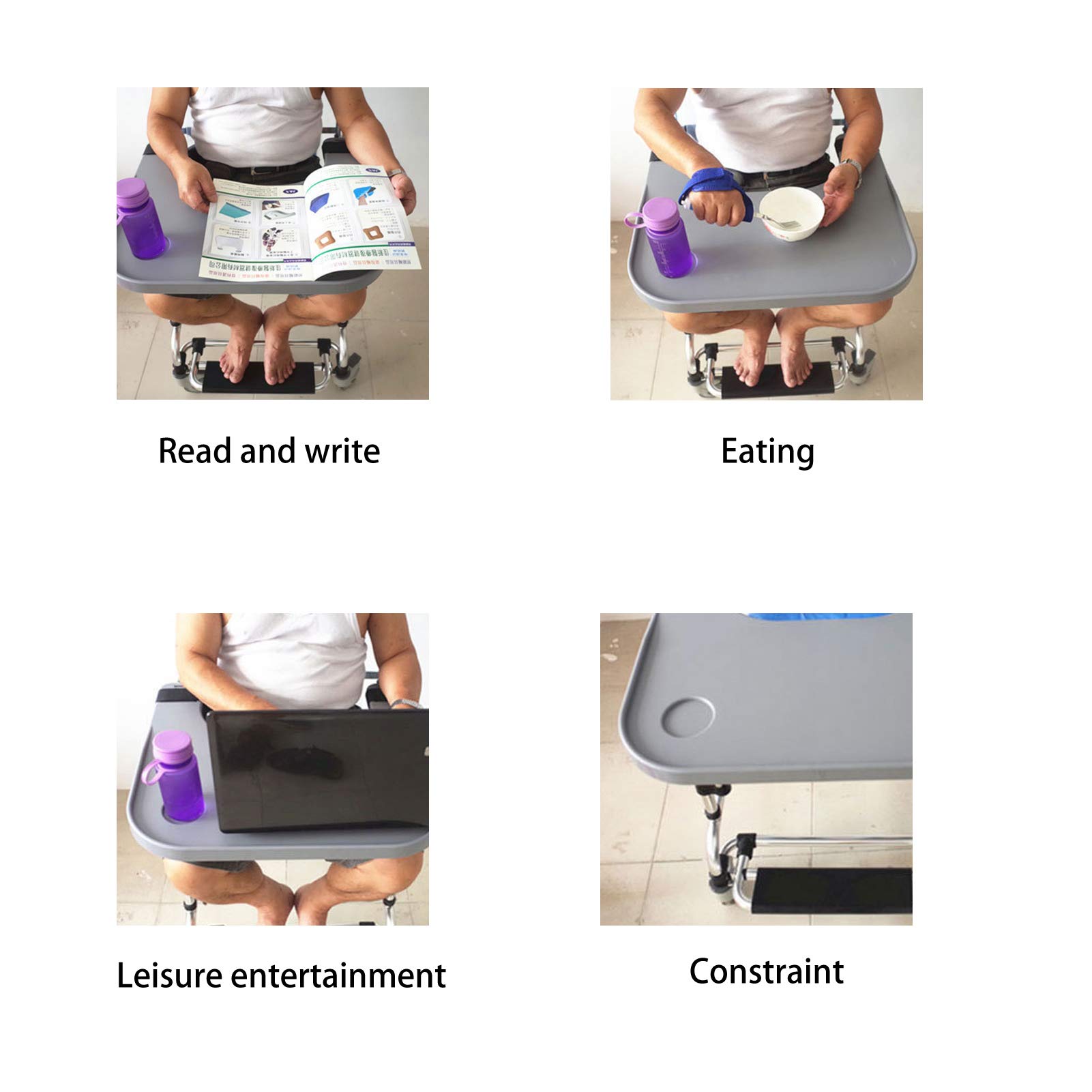 Tavolino pieghevole per sedia a rotelle, per anziani e disabili, design ispessito e ampliato