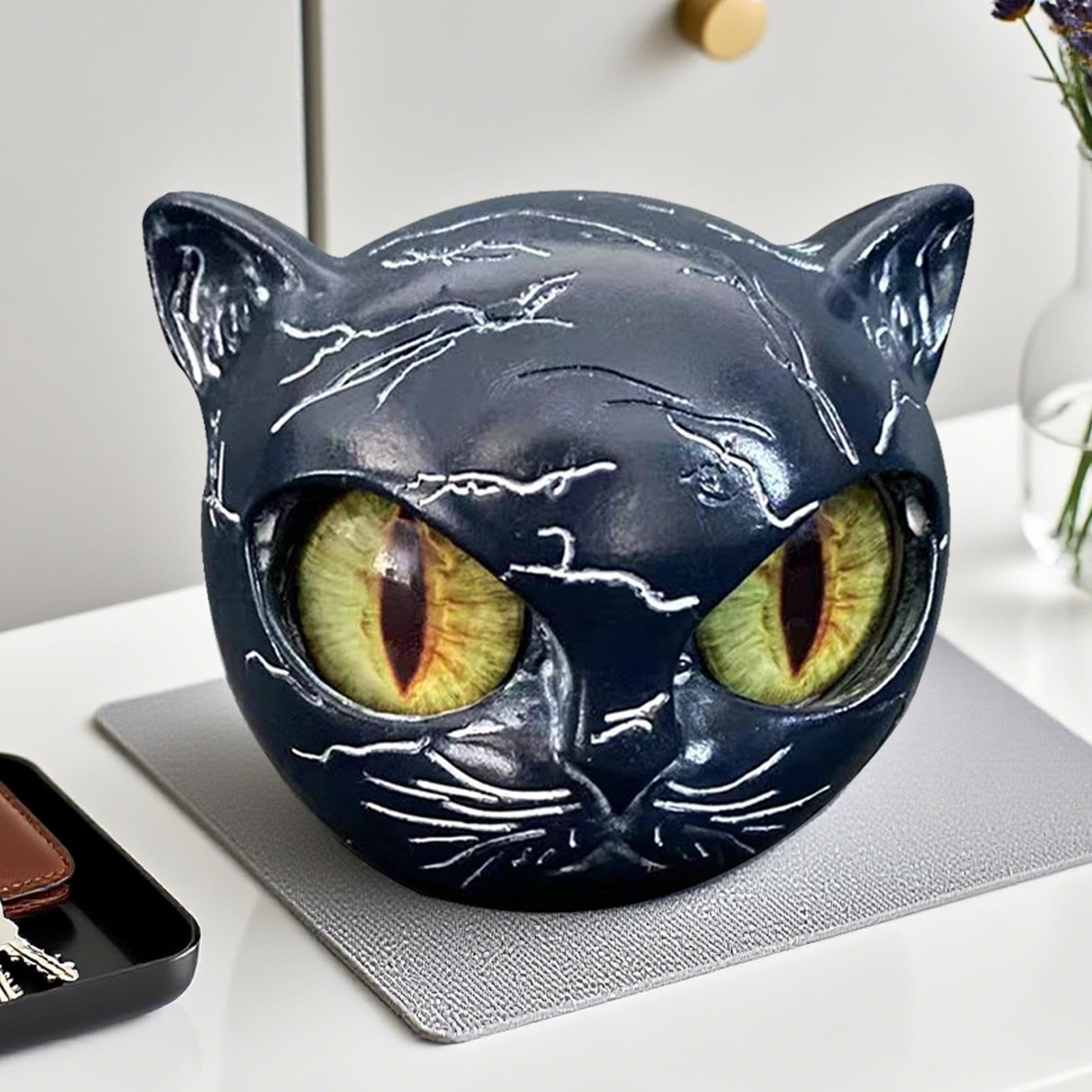 Amazon.co.jp: 高級黒猫の石彫刻、エレガントな猫の樹脂彫刻