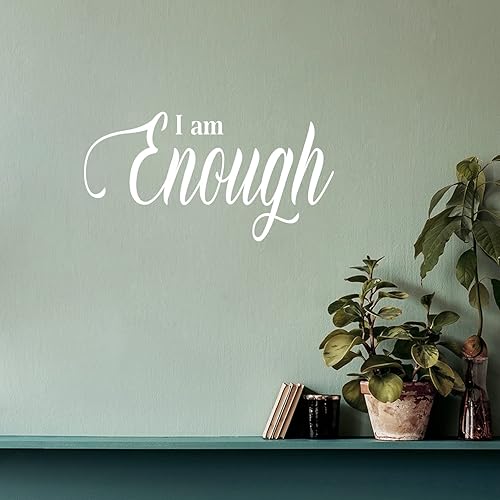 Miniatura 2 de Calcomanía de vinilo para pared, 15 x 29 pulgadas, con texto en inglés "I Am Enough – Inspiring Lovely Positive Self Esteem Quote Sticker for Home