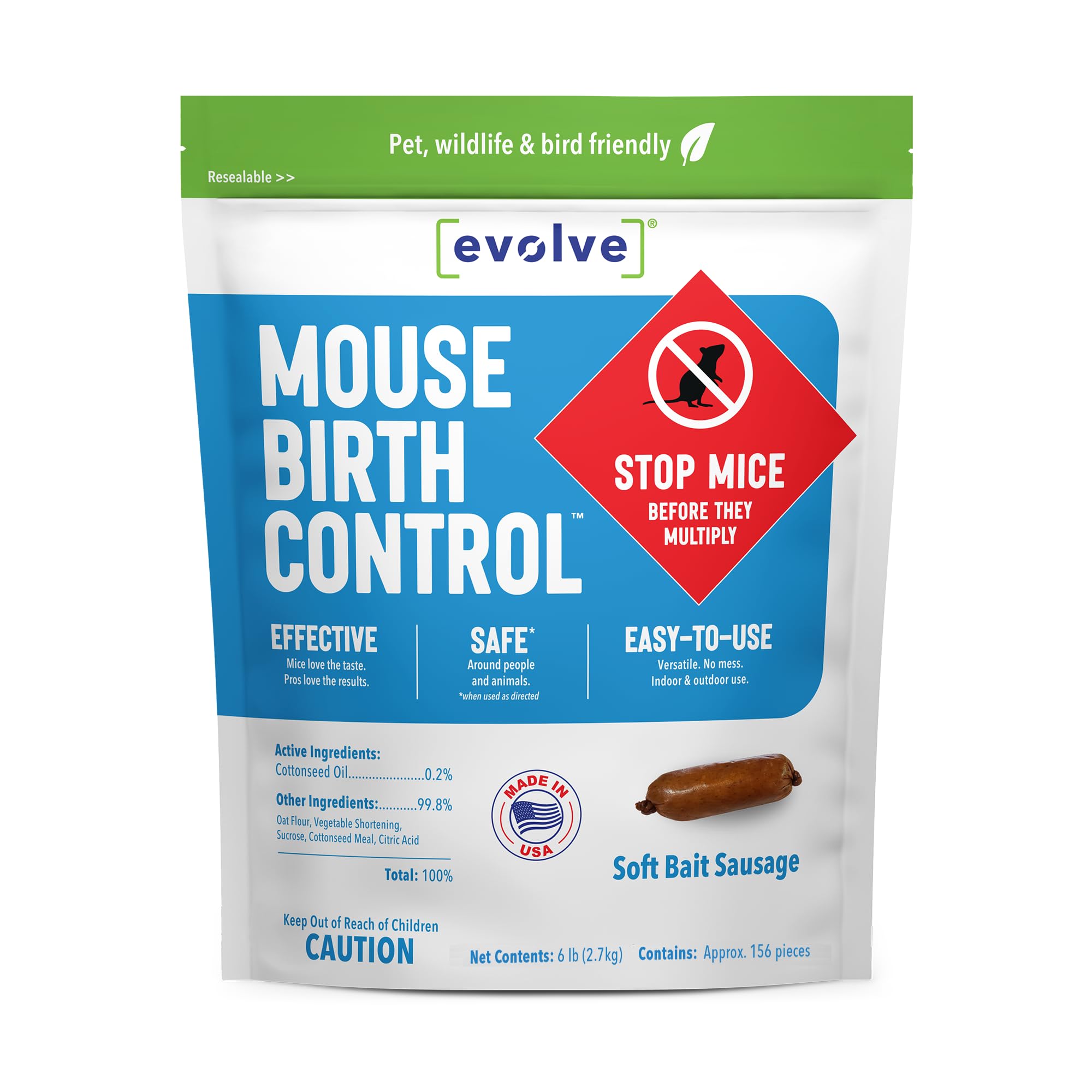 Evolve Mouse Birth Control Soft Bait Sausages 1.5 lbs | Science-Based Mouse Population Control | Non-Lethal Long-Term Population Management | Science-Based Mouse Population Control | Non-Leth product thumbnail 2
