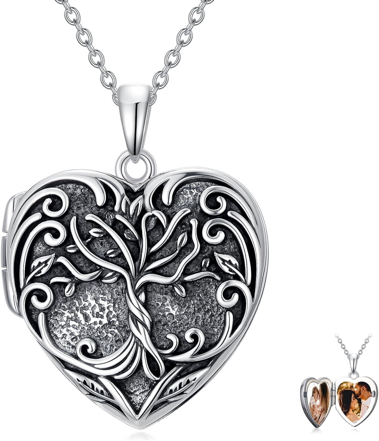 TOUPOP Heart Locket Necklace 925 Sterling Silver Love Locket that Holds Pictures Gifts for Women Her