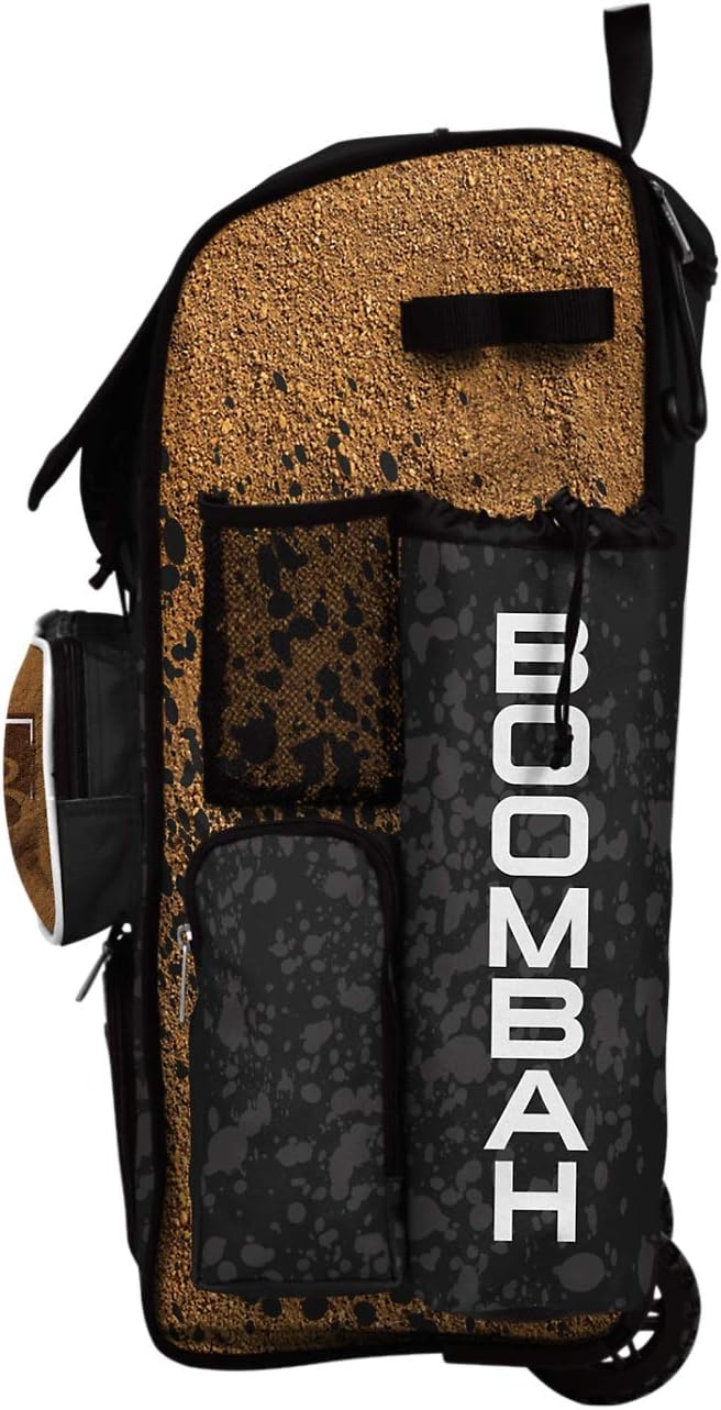 Boombah Rolling Superpack Baseball/Softball Gear Bag - 23-1/2" x 13-1/2" x 9-1/2" - Baseball Homeplate Black/White - Telescopic Handle - Holds 4 Bats - Wheeled Version