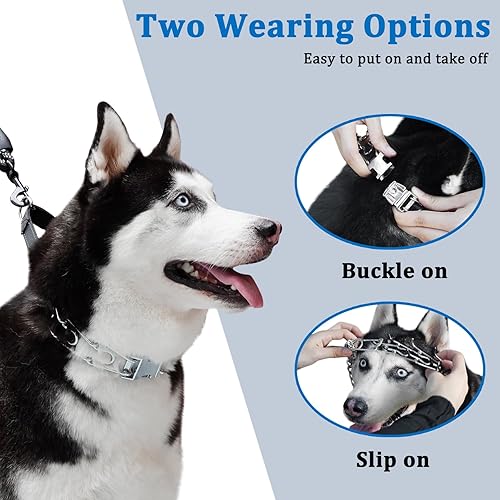 Miniatura 4 de Collar de púa para perros, collar de pellizco para perros grandes, medianos y pequeños, collar reflectante Martingala sin tirones para entrenamiento