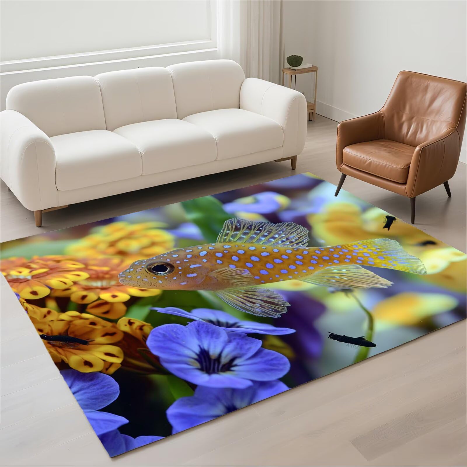 Tapis chambre moderne Fish doux et confortable pour entrée