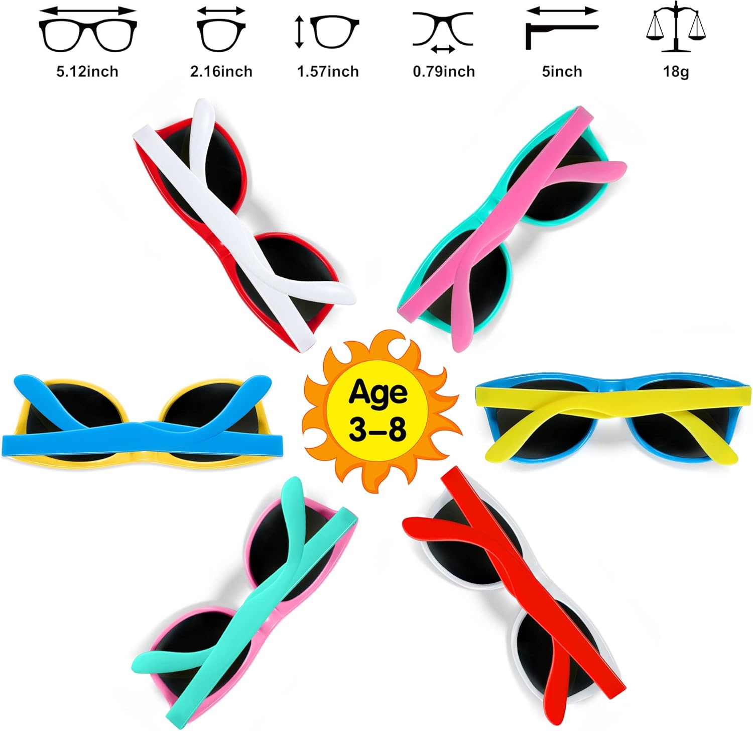 GIFTINBOX Kids Sunglasses Bulk, 12Pack Kids Sunglasses Party Favor with UV400 Protection for Boys and Girls, Gift for Birthday, Beach, Pool Party favors, Goody Bag Stuffers… - Image 5