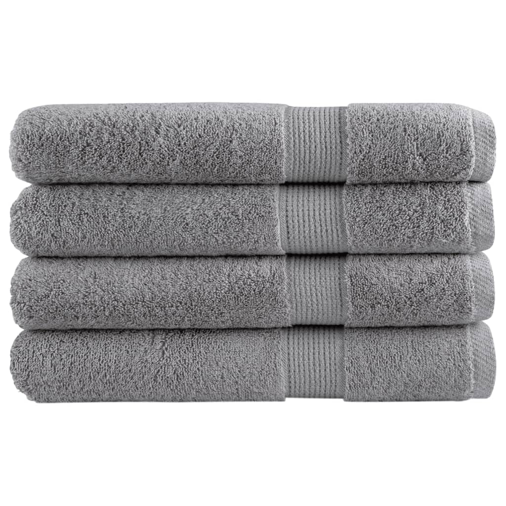 Hothingwell - Toallas de baño (100 x 200 cm, 4 piezas), color gris | Certificado Oeko-Tex, anillo de niña, lavable a máquina, hebilla de suspensión, uso doméstico y comercial