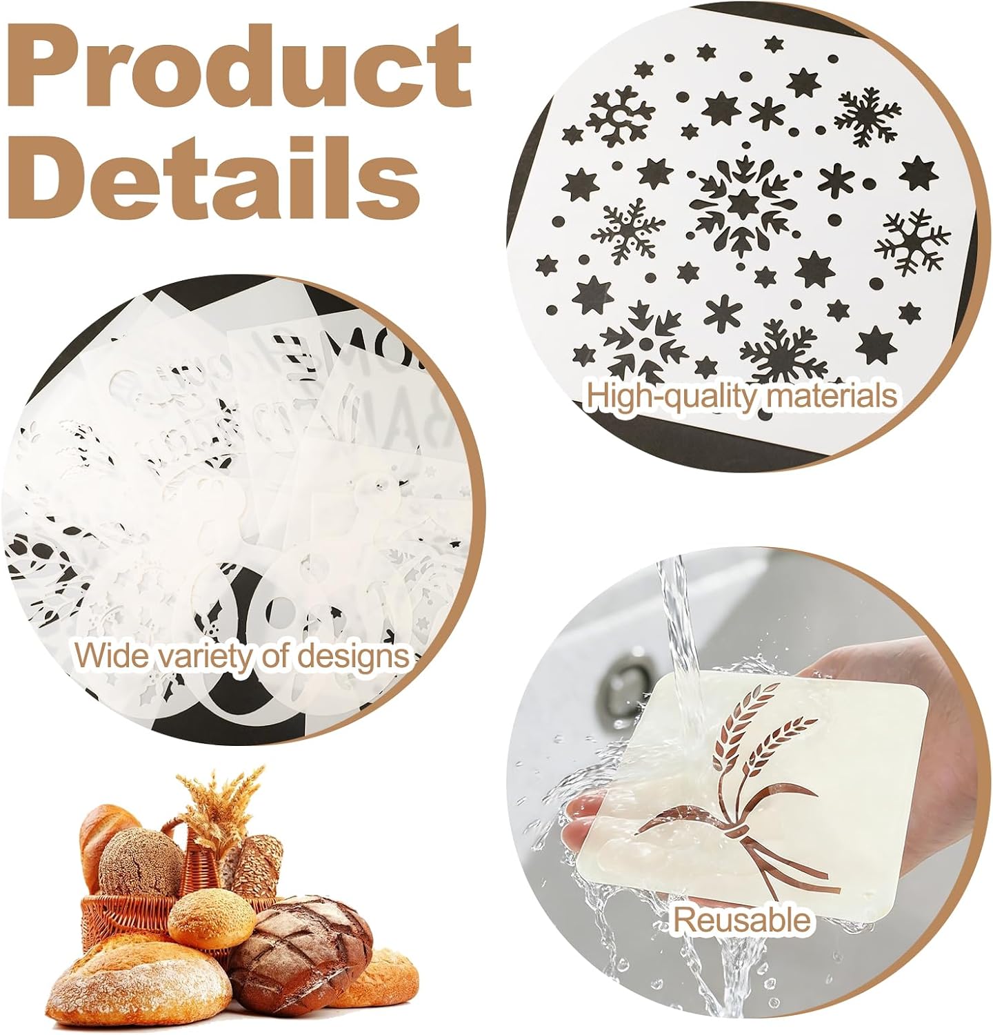 Cake Stencils, Baking Template, Bread Stencils for Sourdough, 24 Pieces