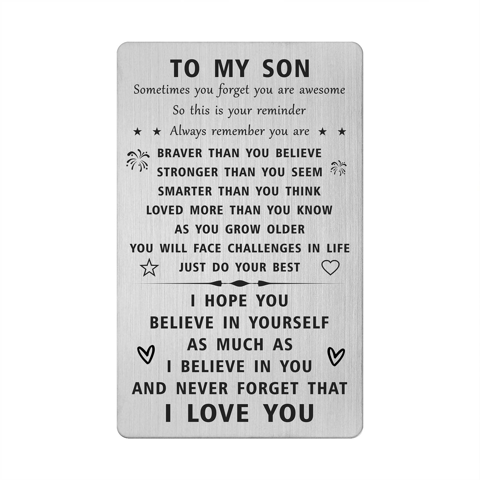 SOUSYOKYO I Love My Son Gifts, Inspirational Birthday Graduation Card for Awesome Son, Happy Fathers Day Present from Mom and Dad