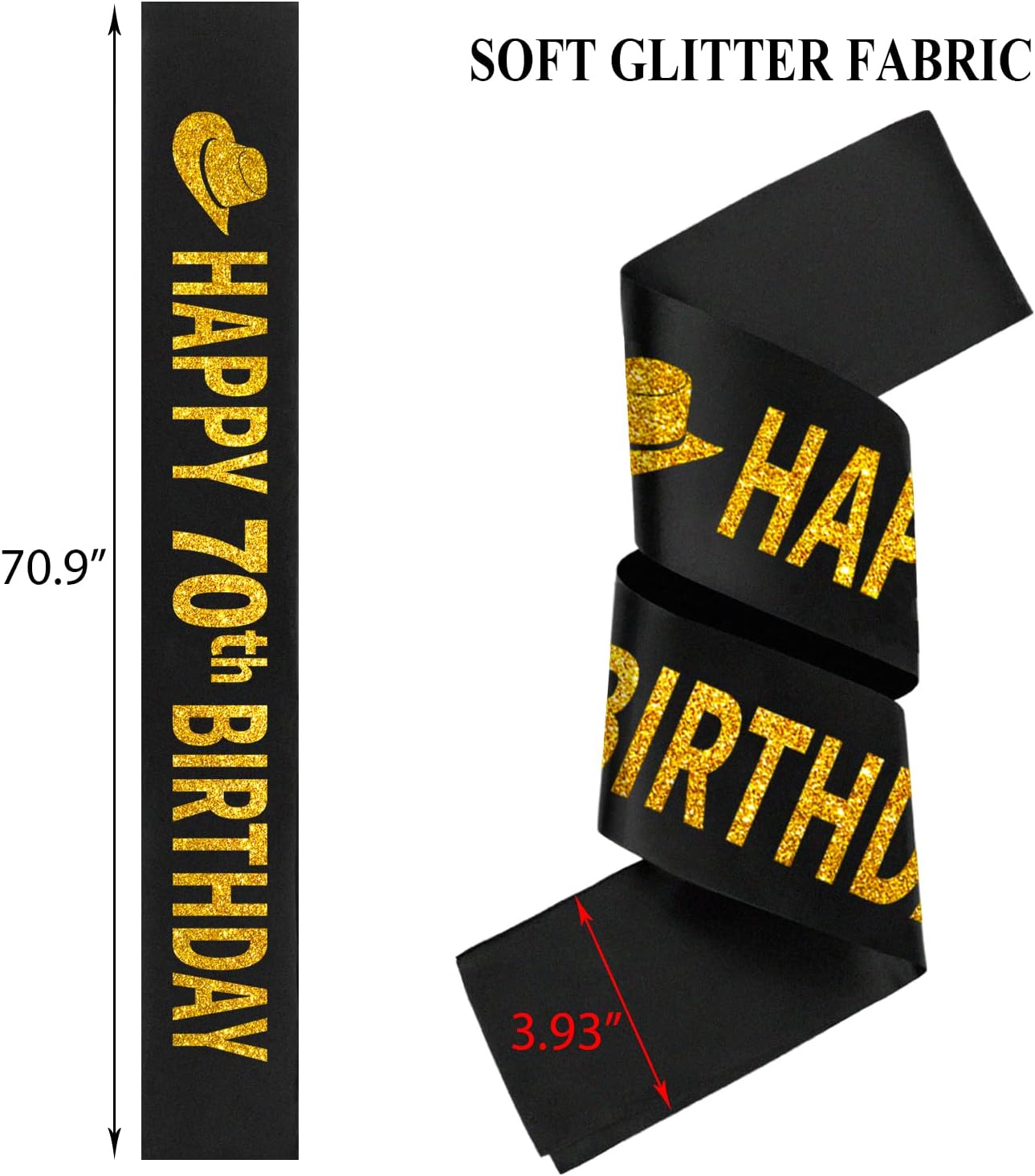 HnoonZ 70th Birthday Gifts for Men,70th Birthday Party Hat,70th Birthday Sash for Men,70th Birthday Favors,70 Year Old Birthday Hat,70 Birthday Sash