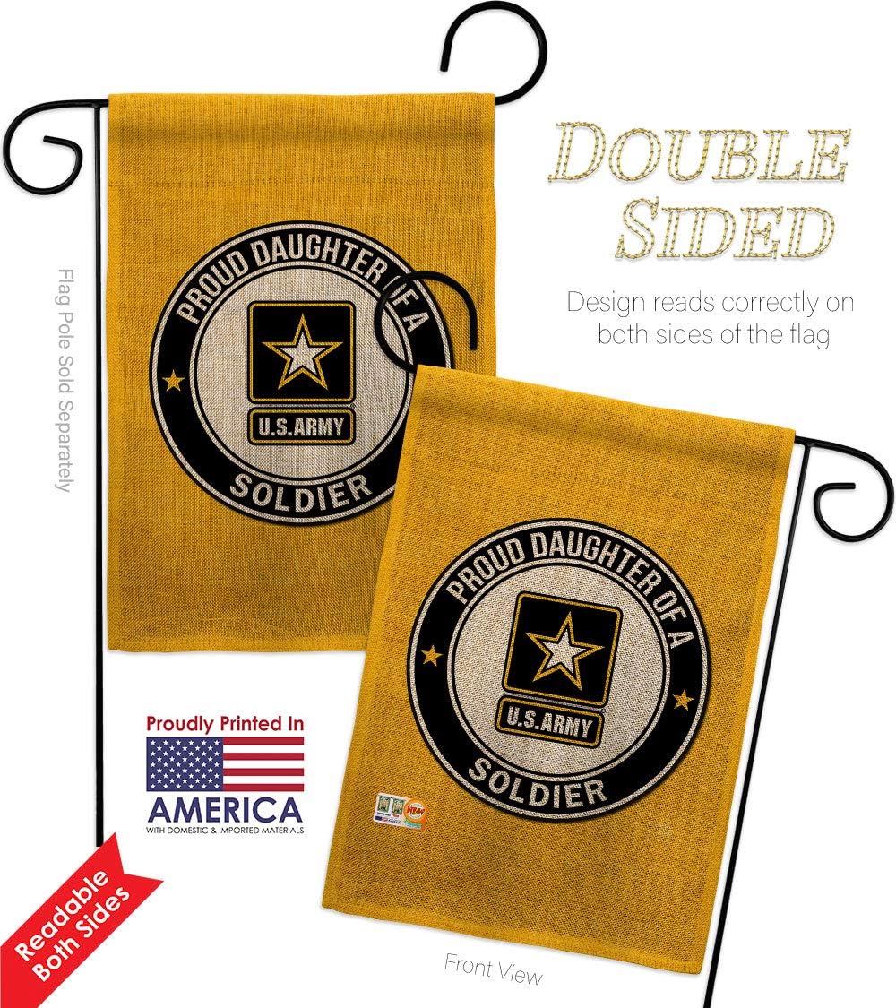 Proud Daughter Soldier Burlap Burlap Garden Flag Set Mailbox Hanger Armed Forces Army Rangers United State American Military Veteran Retire Official Small Gift Yard House Banner Double-Sided 13 X 18.5
