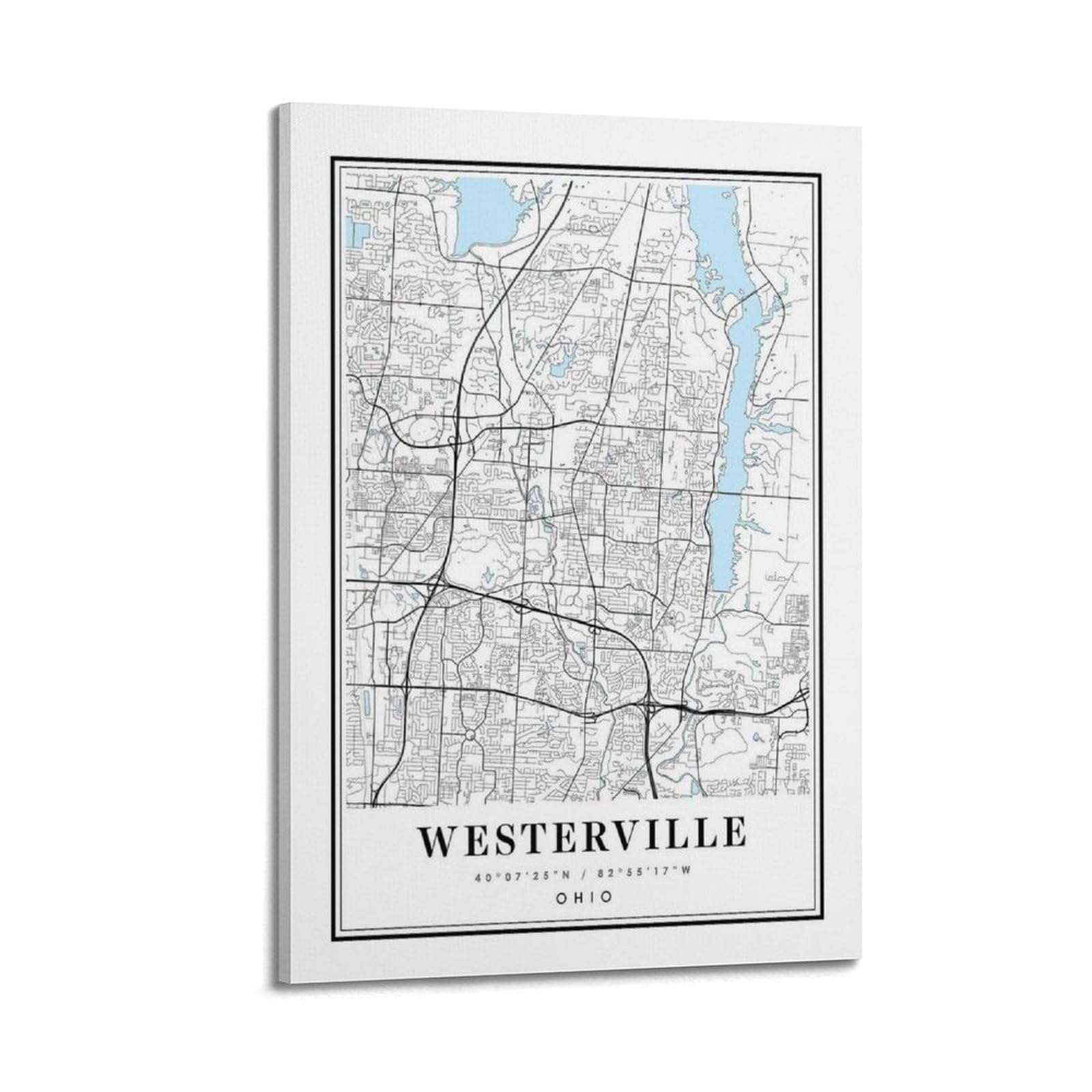 xiaoxiaoshen Westerville Ohio Map Canvas Poster Wall Art Prints Room Aesthetic Murals Bedroom And Living Decorations 20x30inch(50x75cm)