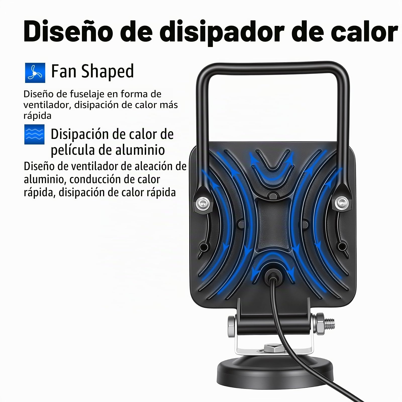 RIGIDON 4 Pulgadas 48W luz de trabajo led con base magnética, Spot Lámpara Trabajo led Portatil 12V 24V para Off Road camión Coche SUV 4x4, Faro Foco led con imán 6000K Blanco