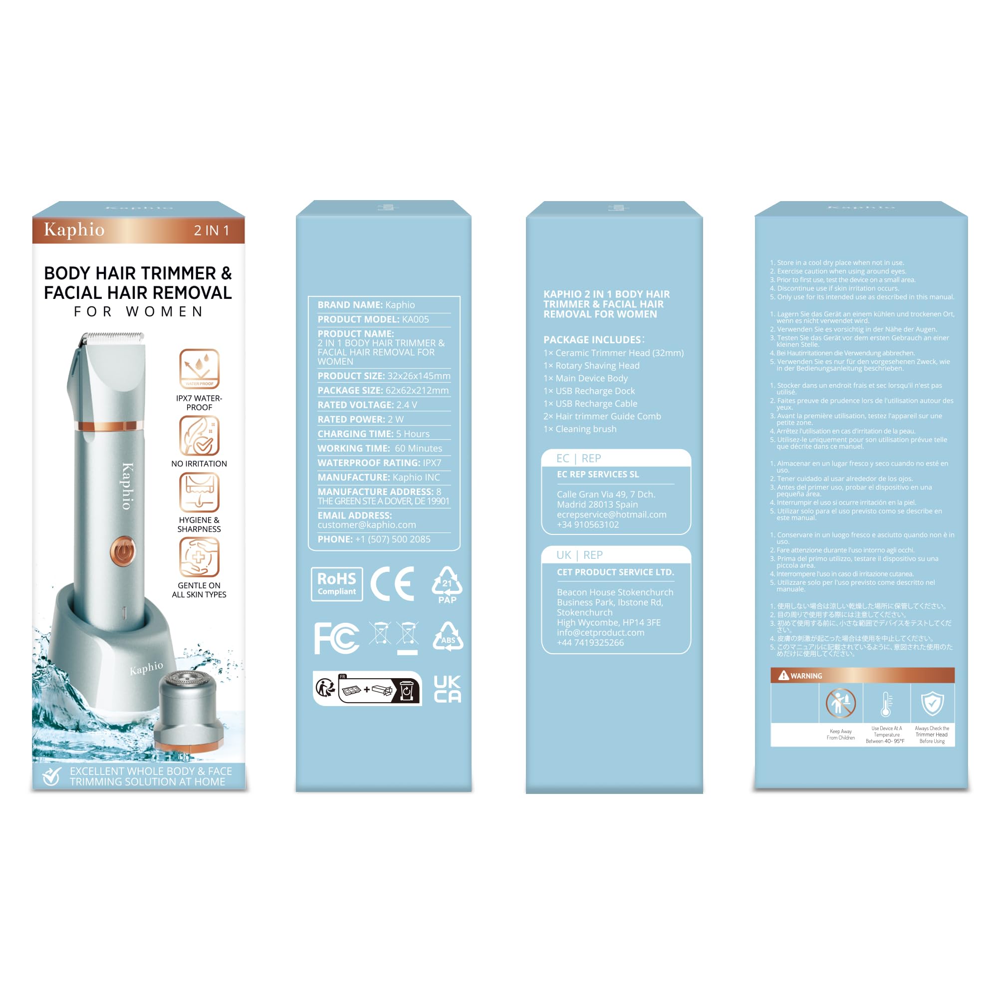 Bikini Trimmer für Frauen Schamhaare 2 in 1 Eletctric Rasierer für Frauen Wiederaufladbarer Eletctric Rasierer - IPX7 wasserdichter Bikini-Trimmer für Achseln, Beine, Arme, Körper (Pariser Blau)