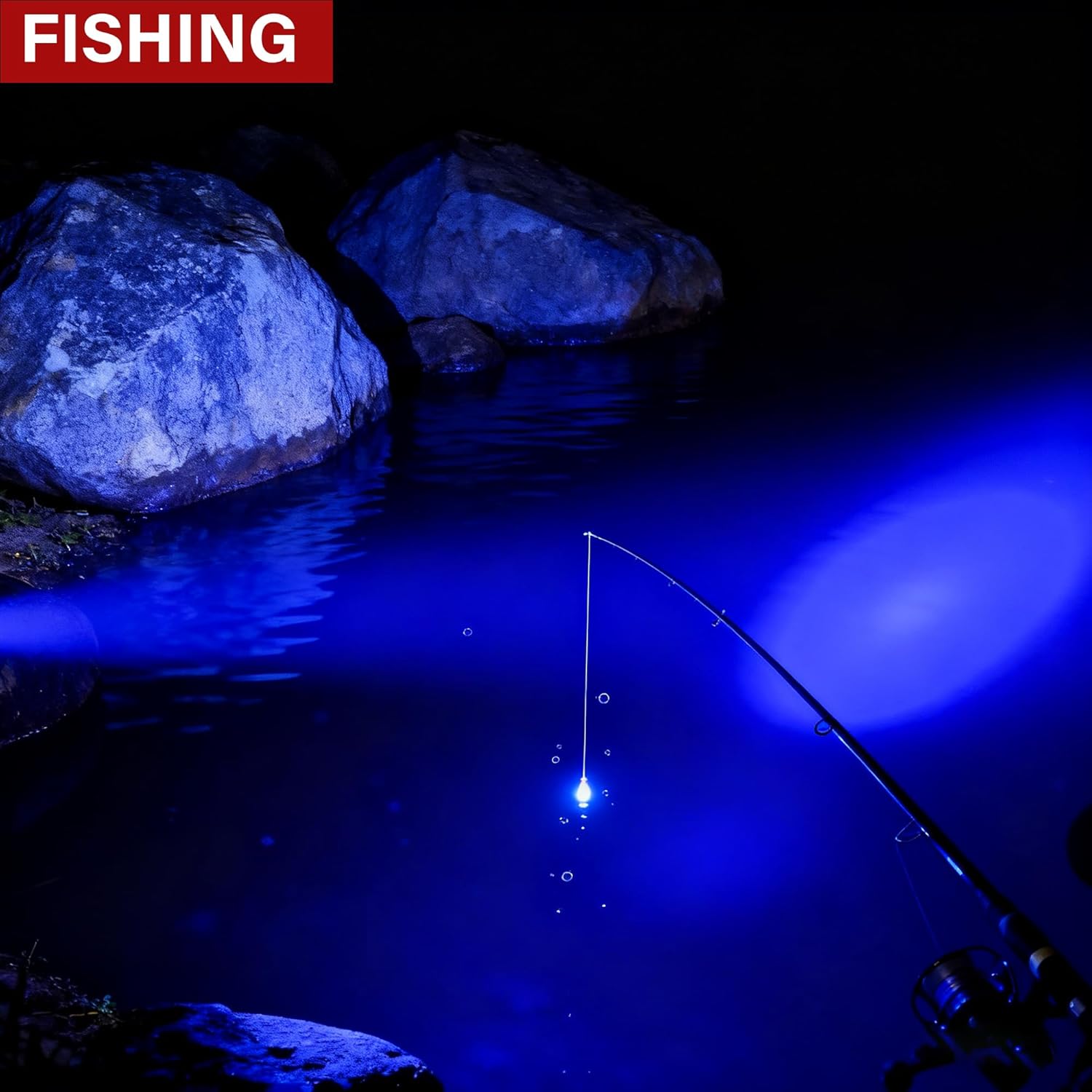 Blue Light Flashlight Single Mode Powerful Bright Blue Flashlights Adjustable Focus for Night Fishing, Hunting, 2 Pack