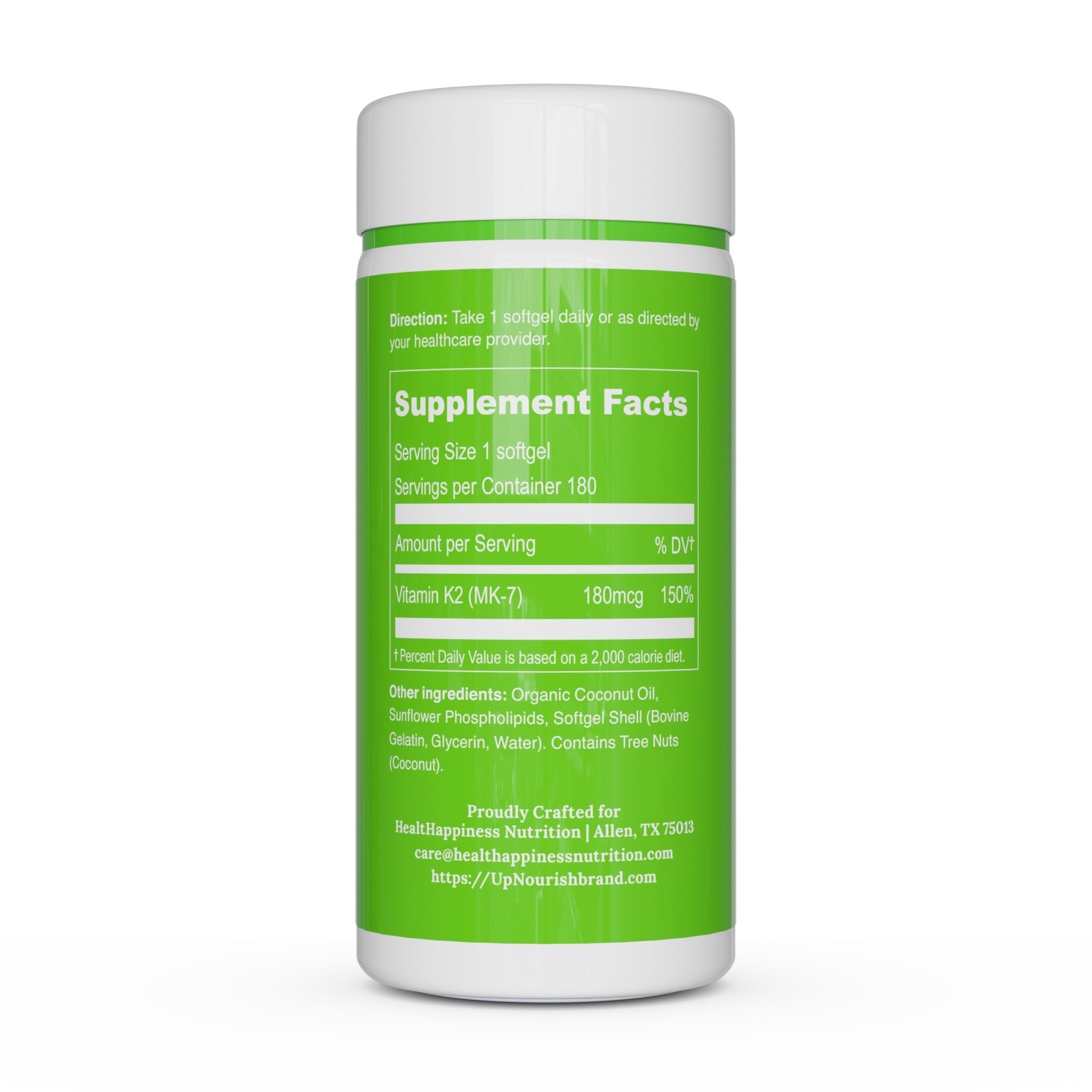 Amazon.com: UpNourish Liposomal Vitamin K2 MK7 180 mcg - 180 K2 Vitamin  Supplement Softgels for Women and Men - VIT K2 MK-7 with High Absorption :  Health & Household