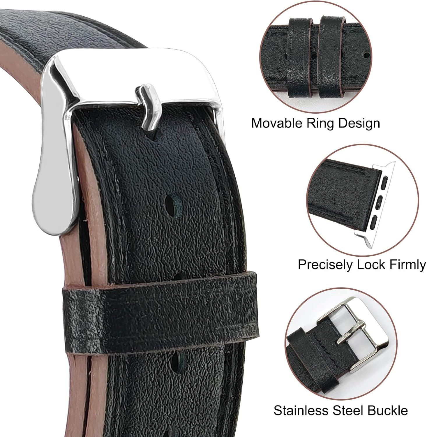 Premium Italy Leather Bands Compatible with Apple Watch Band 40mm 38mm 41mm 42mm 44mm 45mm 46mm 49mm, Soft Leather Watch Replacement Band for Watch Series Ultra SE 10 9 8 7 6 5 4 3 2 1 for Women Men - Image 3