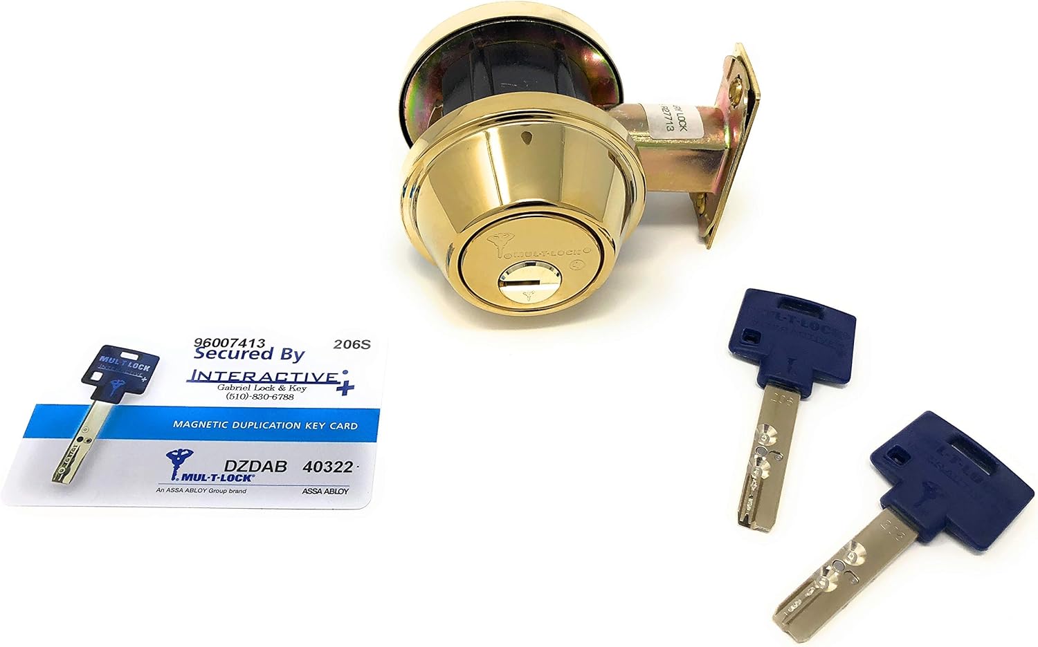 Mul-T-Lock Interactive+ Cronus High Security Grade 2 Single Cylinder Dead-Bolt w/Thumb Turn 2-3/8 or 2-3/4 Adjustable Backset for Commercial and Residential Metal Or Wood Doors (Bright Brass)