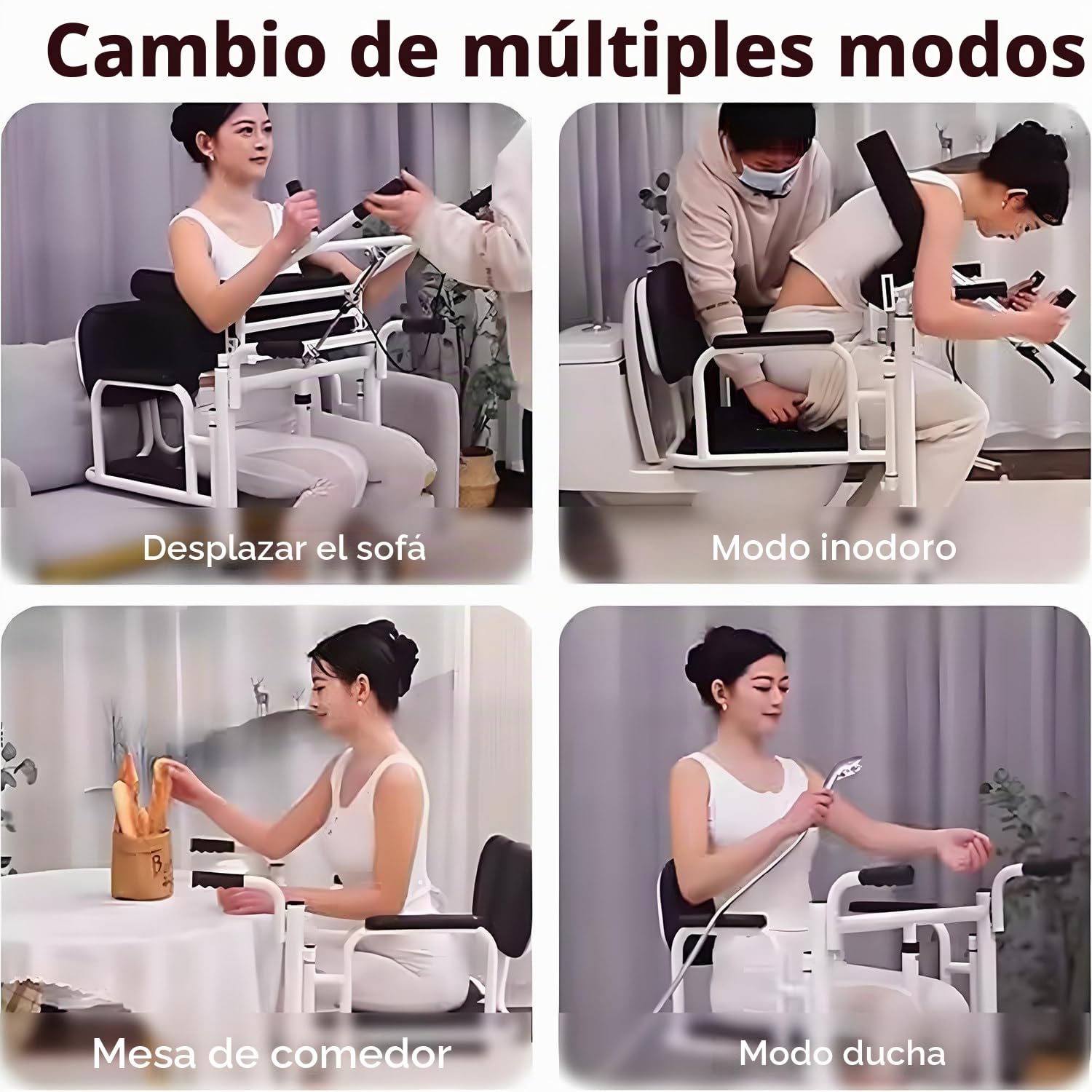 Silla elevadora hidráulica para traslado de Pacientes en casa, con Altura Ajustable y Apertura de 180°, para atención domiciliaria de Adultos Mayores, Capacidad de 400 LB Orange