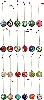 Creative Co-Op 1' Round Hand-Painted Paper Mache Ball Ornaments in Egg C...
