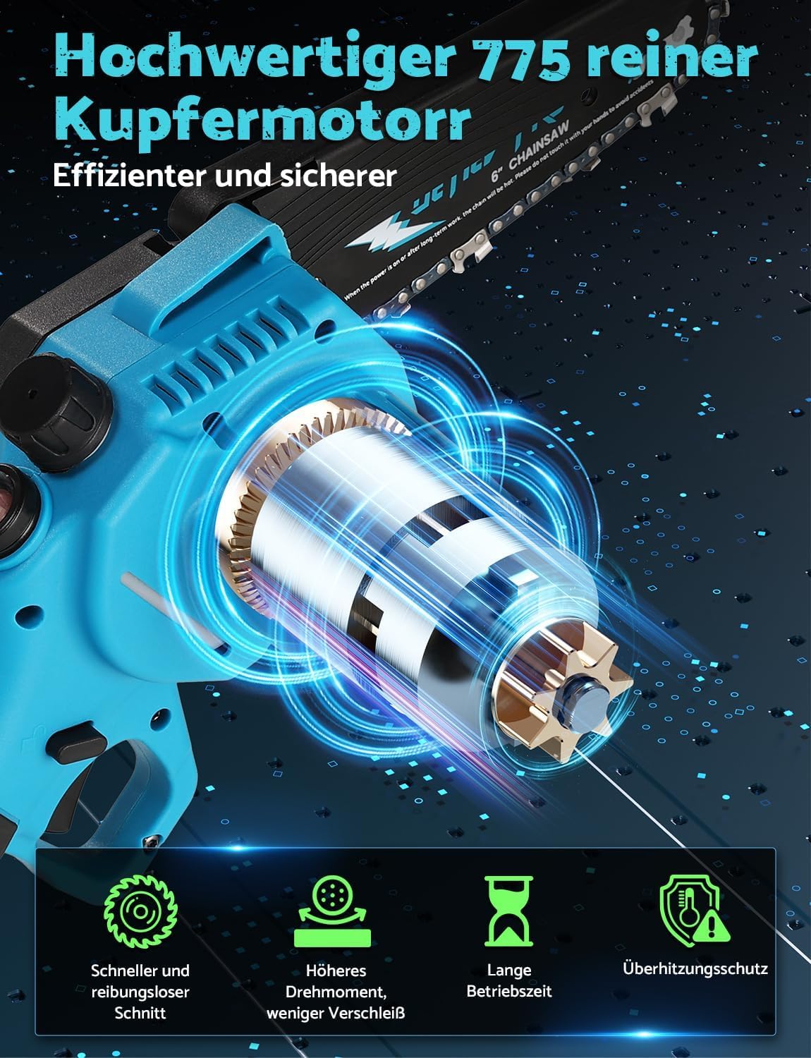 Mini akumulatorowa piła łańcuchowa do przycinania z bateriami 8000 mAh, 6-calowa piła łańcuchowa do przycinania z blokadą bezpieczeństwa i automatycznym systemem oleju do cięcia drewna