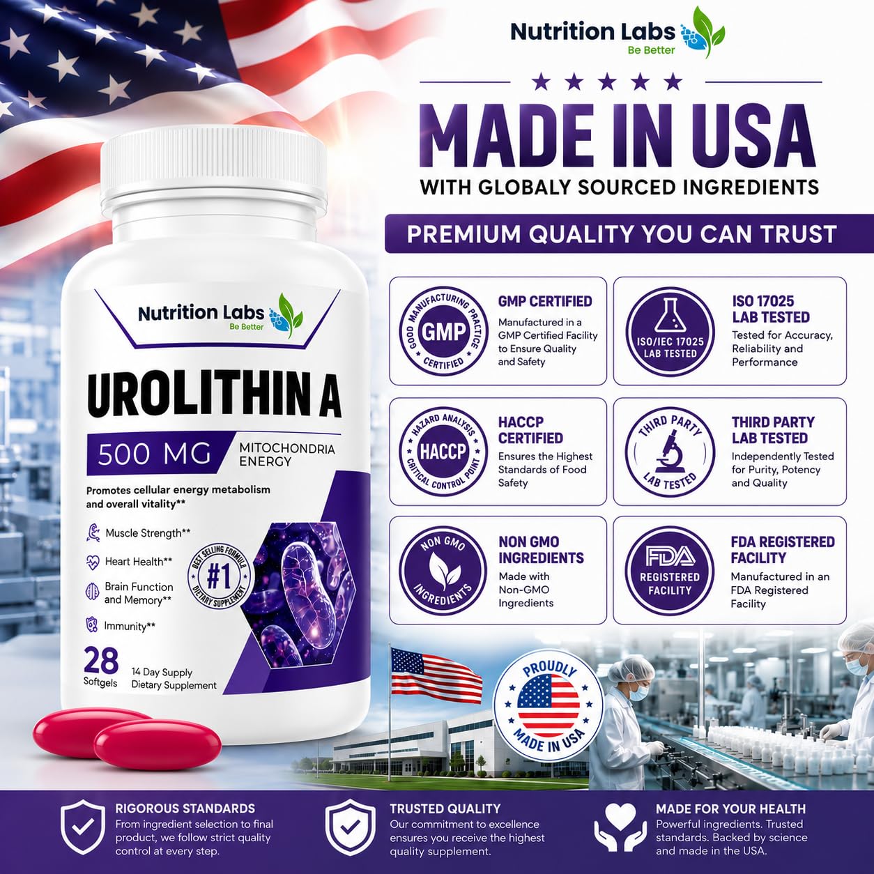 Urolithin A Supplement for Women & Men in Liposomal Form – Mitochondrial Health, Cellular Energy, Healthy Aging, Muscle Strength & Endurance Support – High Bioavailability – Nutrition Labs — Amazon image 7
