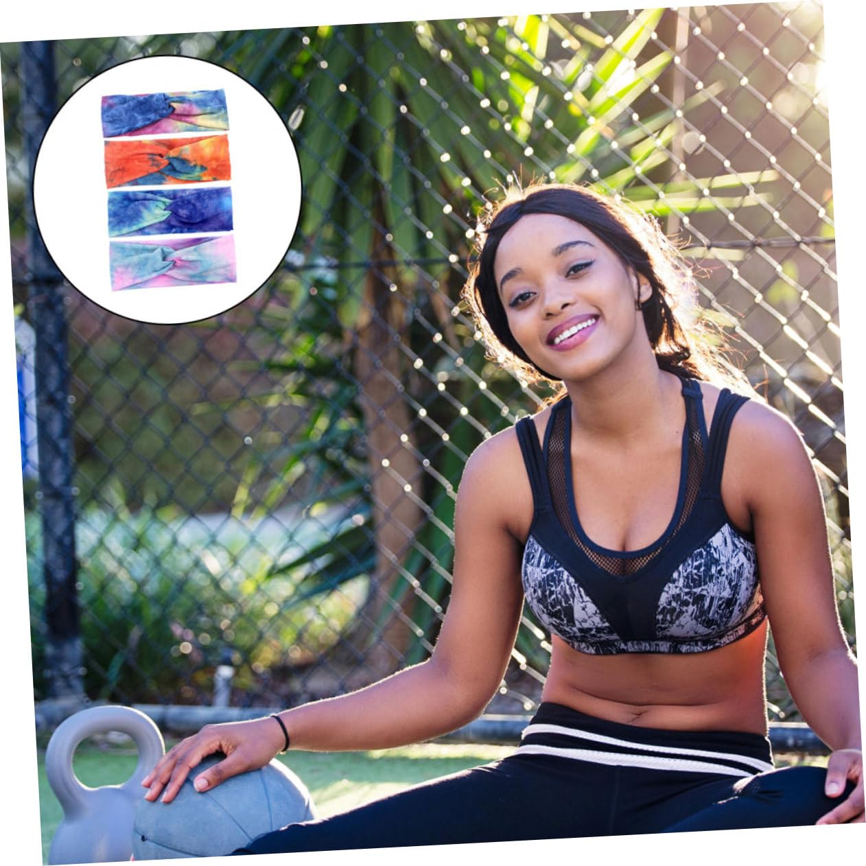 Beavorty 16 Pièces bandeau de sport bandana headband accessoires yoga head band accessoire de yoga bandeau tie-dye de x élastiques x d'exercice polyester