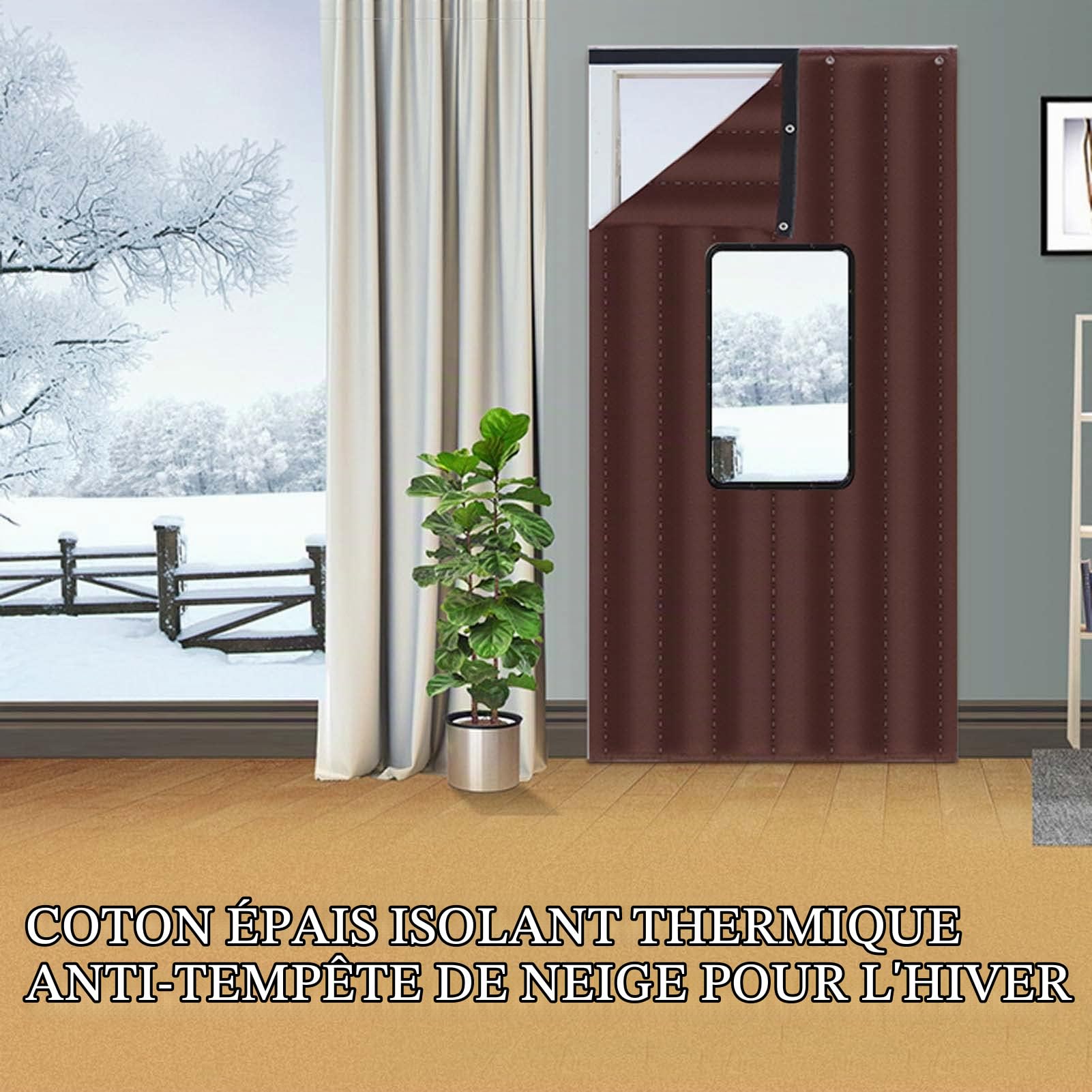 Rideau Isolant Thermique Anti Froid Porte de Garage, Rideau de Porte Isolant Phonique, Rideau de Porte Épaississant d'hiver, Adapté Aux Animaux Domestiques, Convient Aux Pièces Climatisées