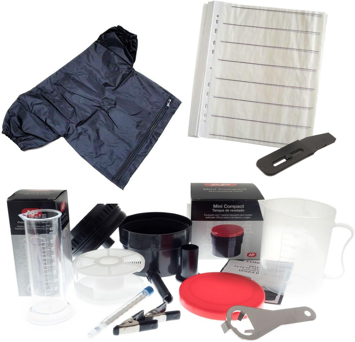 Pixel Peeper MIDI 35mm Film Developing Kit with Processing Tank, Changing Bag, Spiral, Thermometer, Jugs, Clips, Cassette Opener, Leader Picker etc