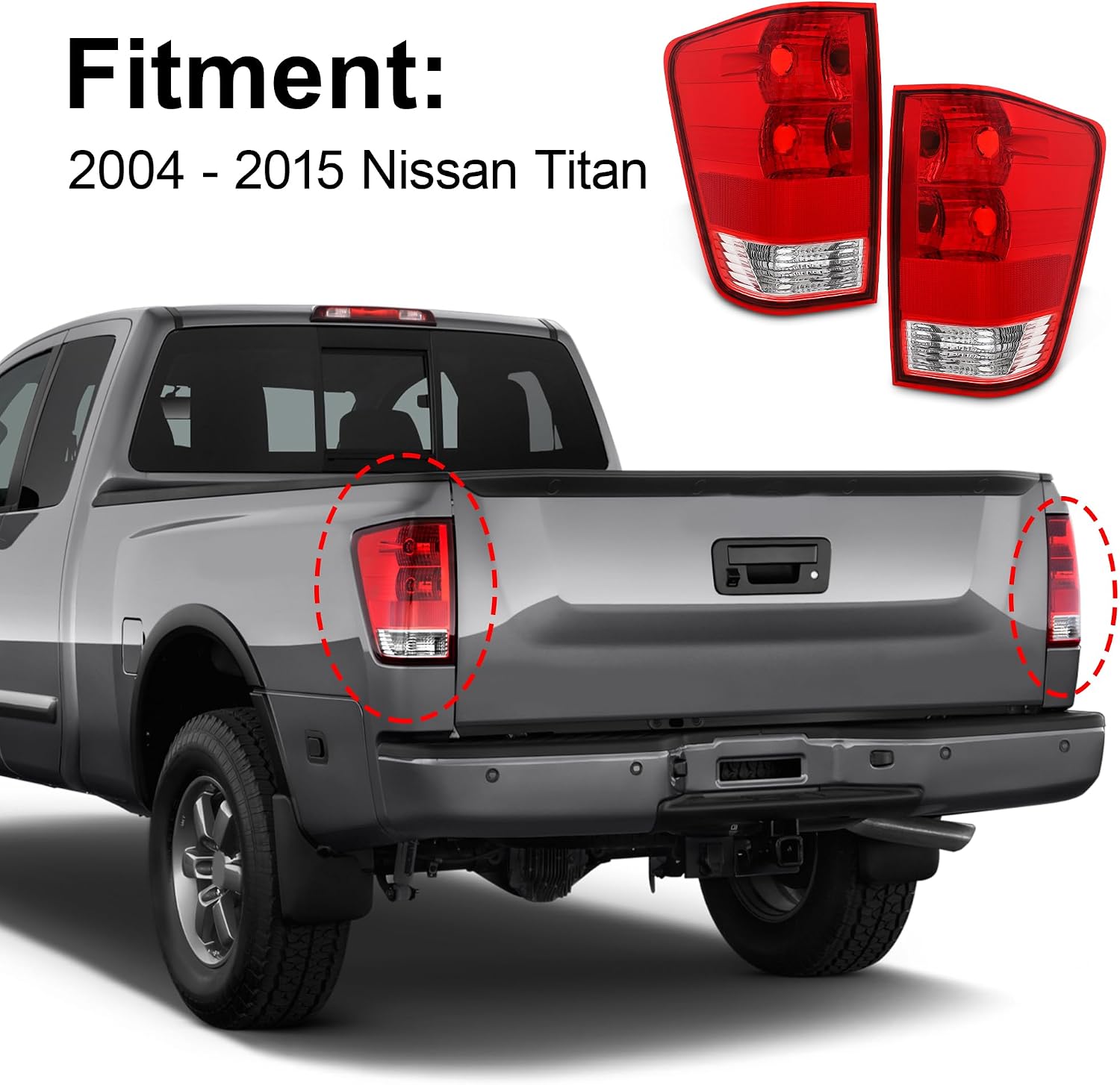 Tail Light Compatible With 2004-2015 04-15 Nissan Titan 04 05 06 07 08 09 10 11 12 13 14 15 Nissan Titan Rear Brake Lamps Passenger Side and Driver Side