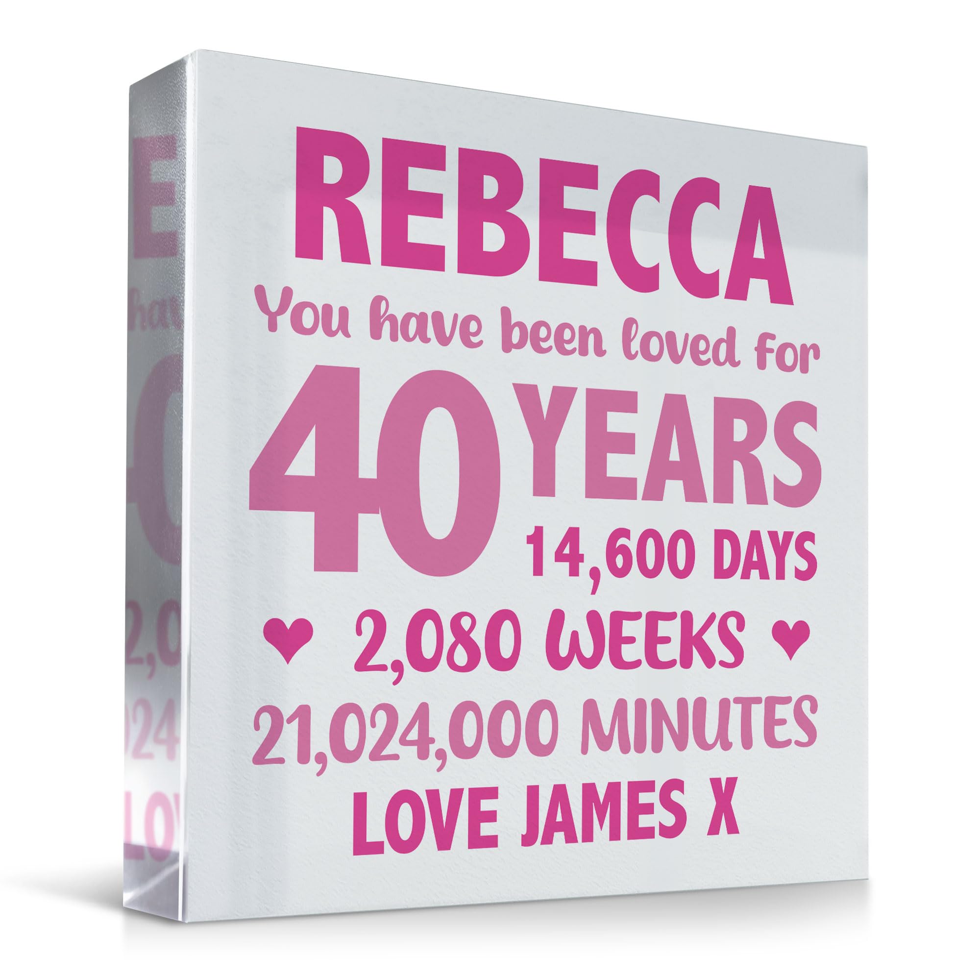 PERSONALISED 13th 16th 18th 21st 30th 40th 50th 60th 70th Birthday Gifts For Girls Her Women Standing Plaque Mum Daughter Auntie Sister Nan Gift Keepsake (40th Birthday)
