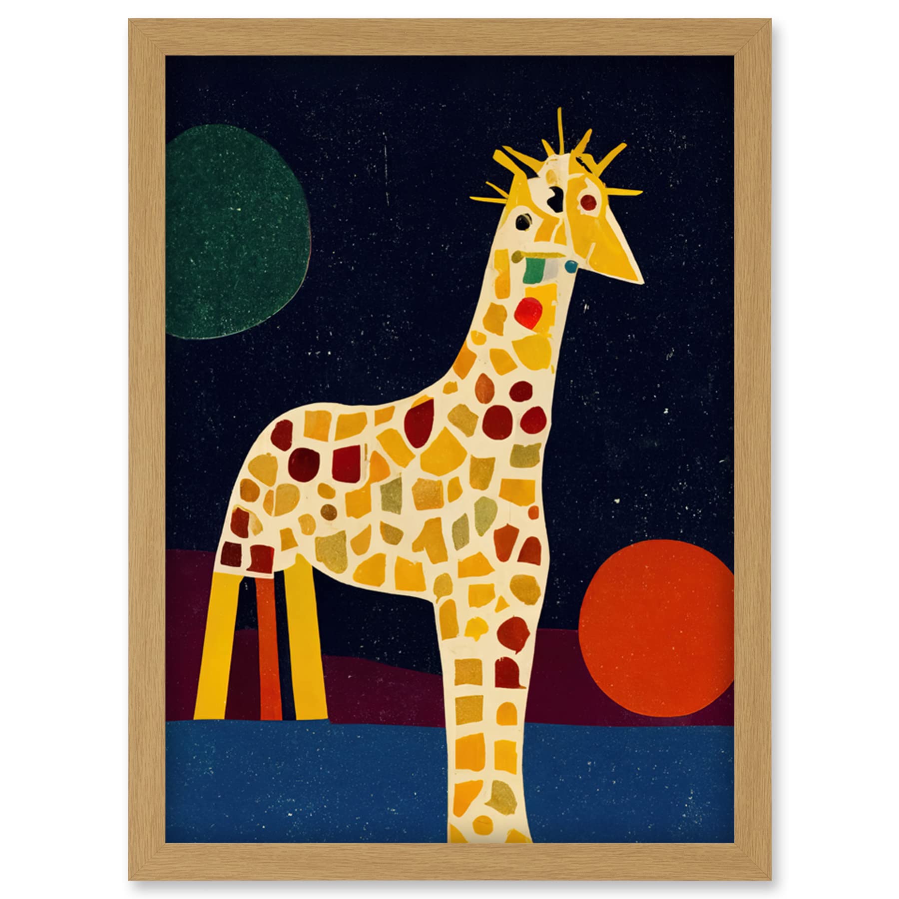 Doppelganger33 LTD Abstract Giraffe Surreal Cubism Artwork Framed Wall Art Print A4