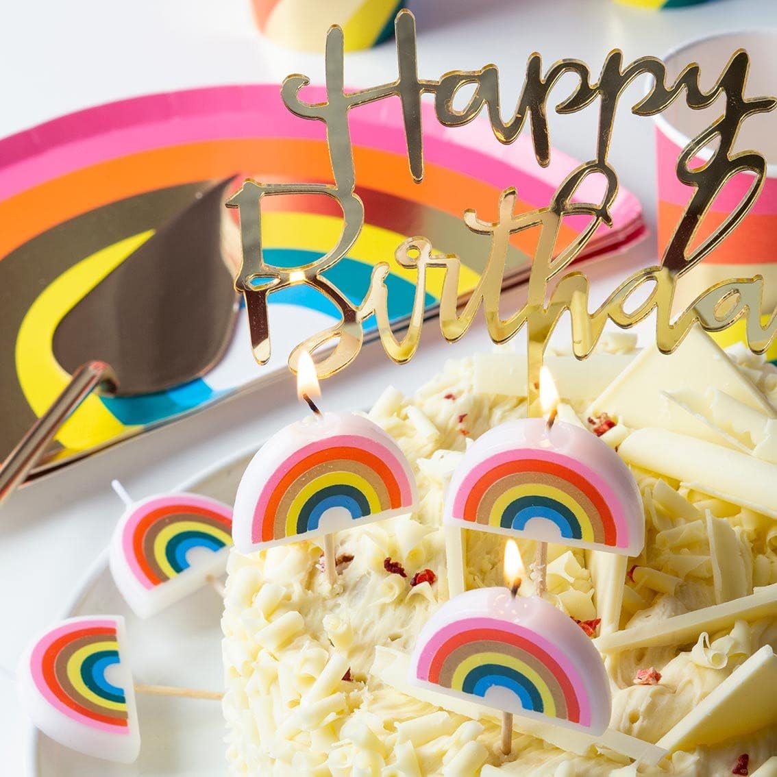 Reusable Gold Happy Birthday Cake Topper Decoration for Girls, Boys, Him, Her, Kids, Adults, Party