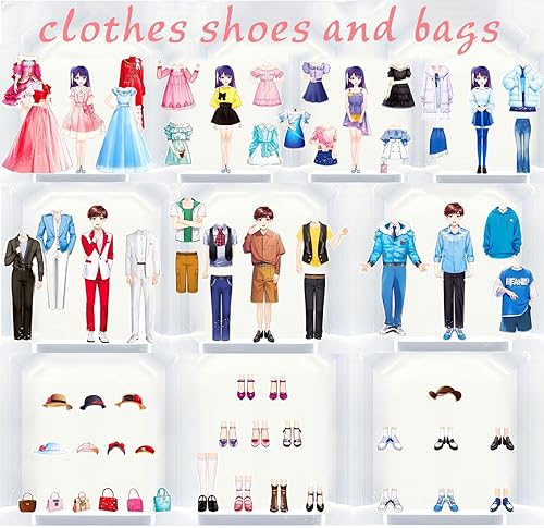 Miniatura 10 de Muñeca de papel magnética de princesa para disfrazarse, juguetes de juego de simulación, imán para casa de muñecas, ropa para personas de más de 3