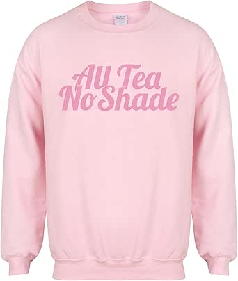 Unisex Slogan Sweater Jumper All Tea, No Shade Pink Small with Pink