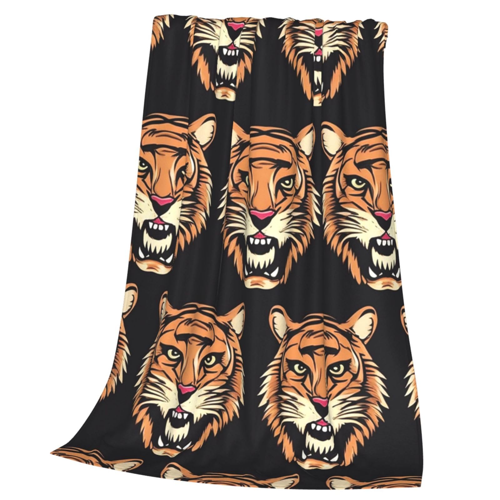 Couverture en flanelle microfibre plaid tigre toutes saisons doux